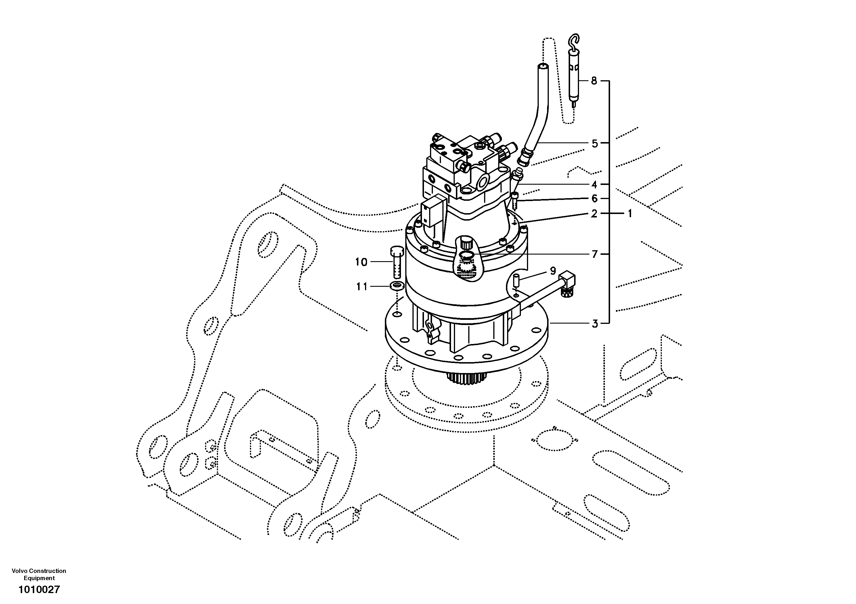 Swing motor with mounting parts — volvo parts diagram
