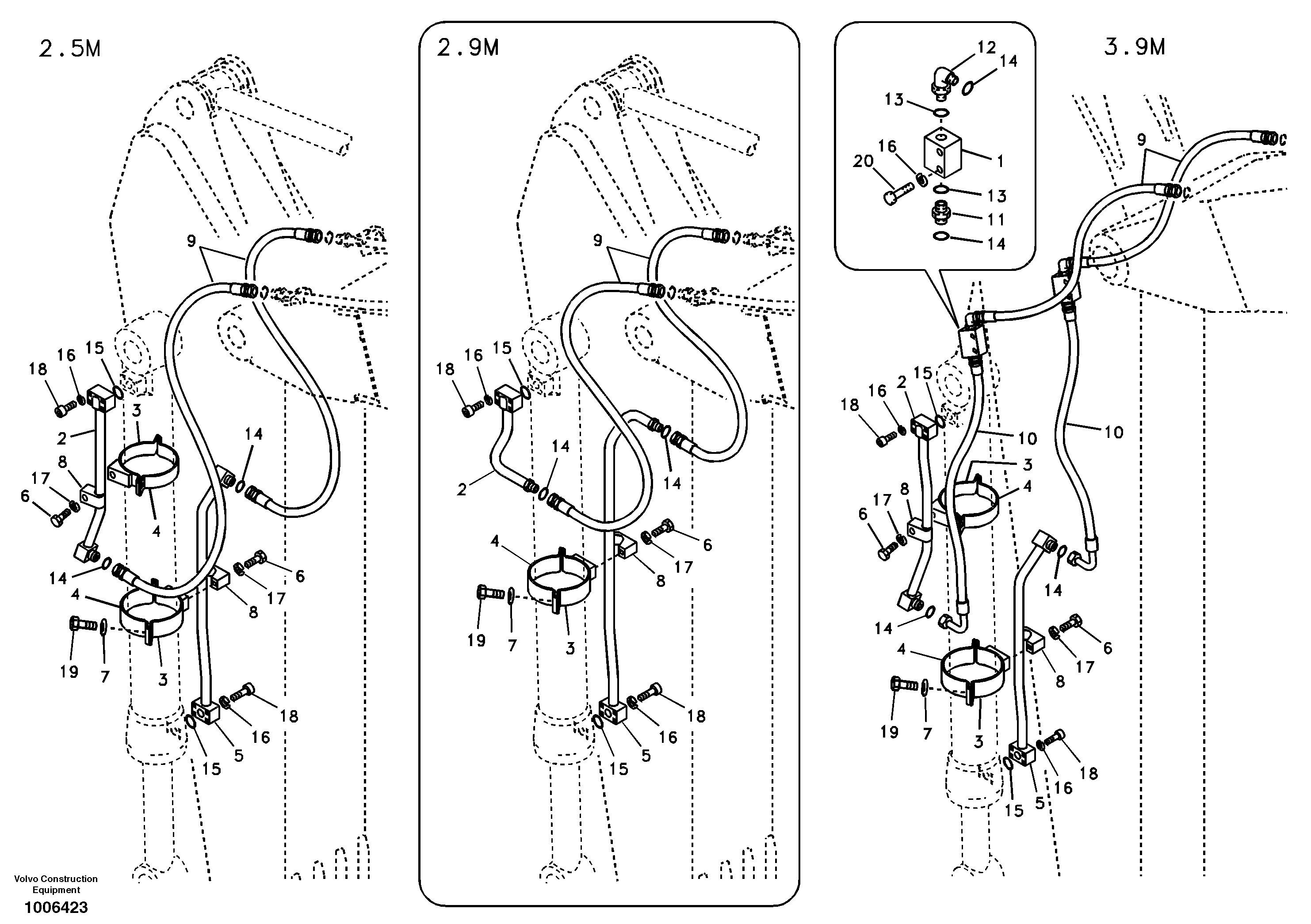 Working hydraulic, bucket cylinder on dipper arm — volvo parts diagram