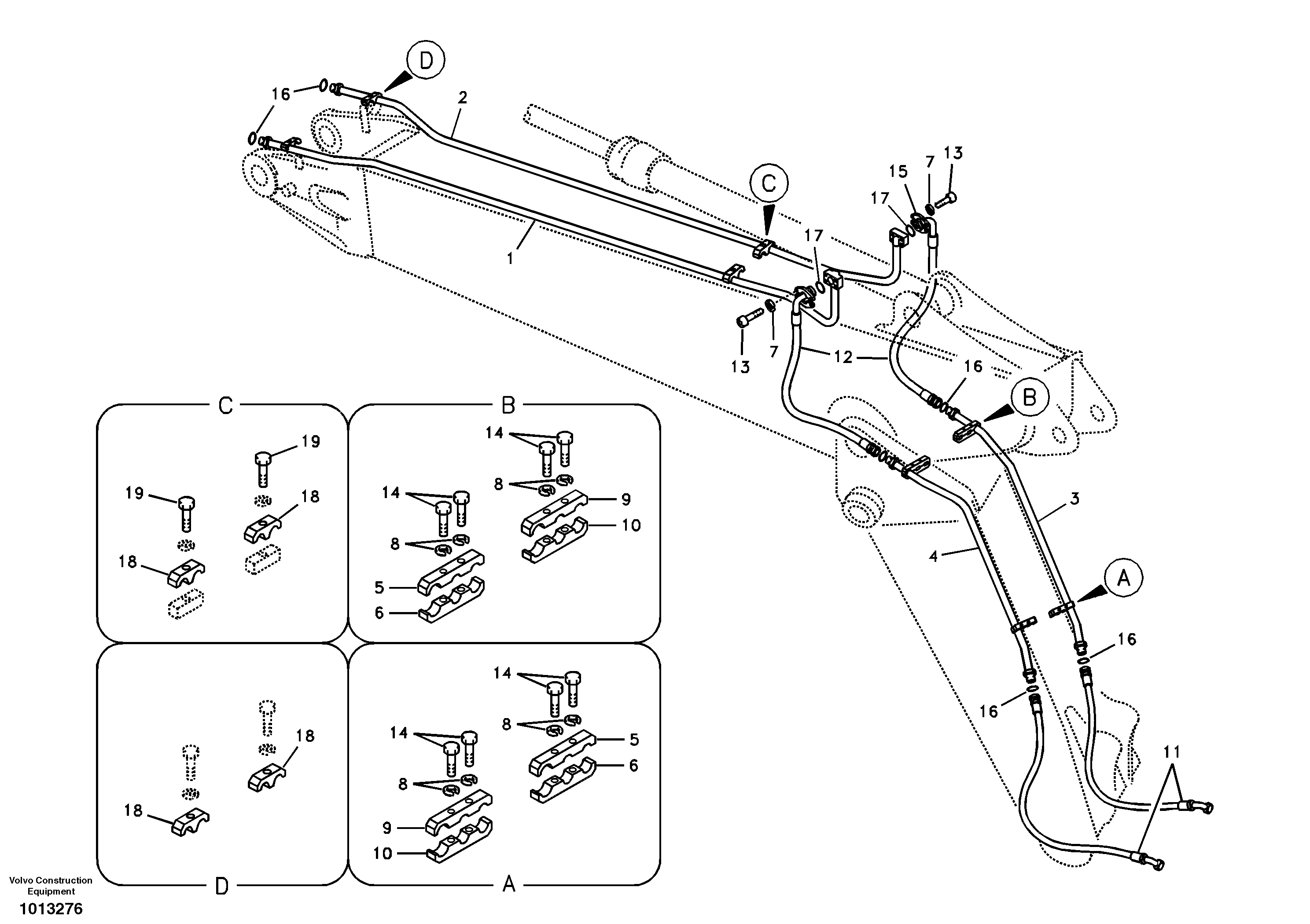 Working hydraulic, hammer and shear for adjustable boom — volvo parts diagram