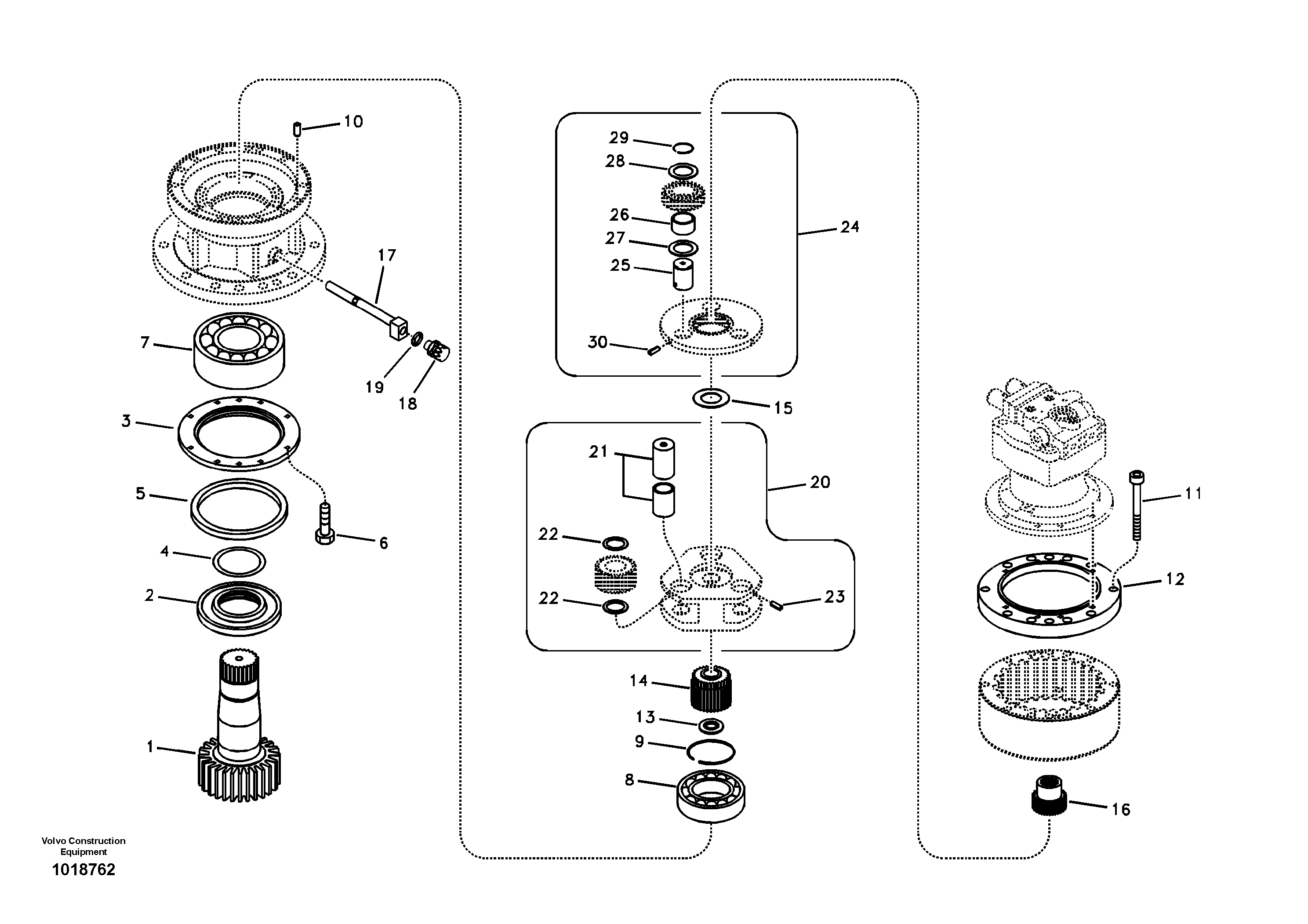 Swing gearbox — volvo parts diagram