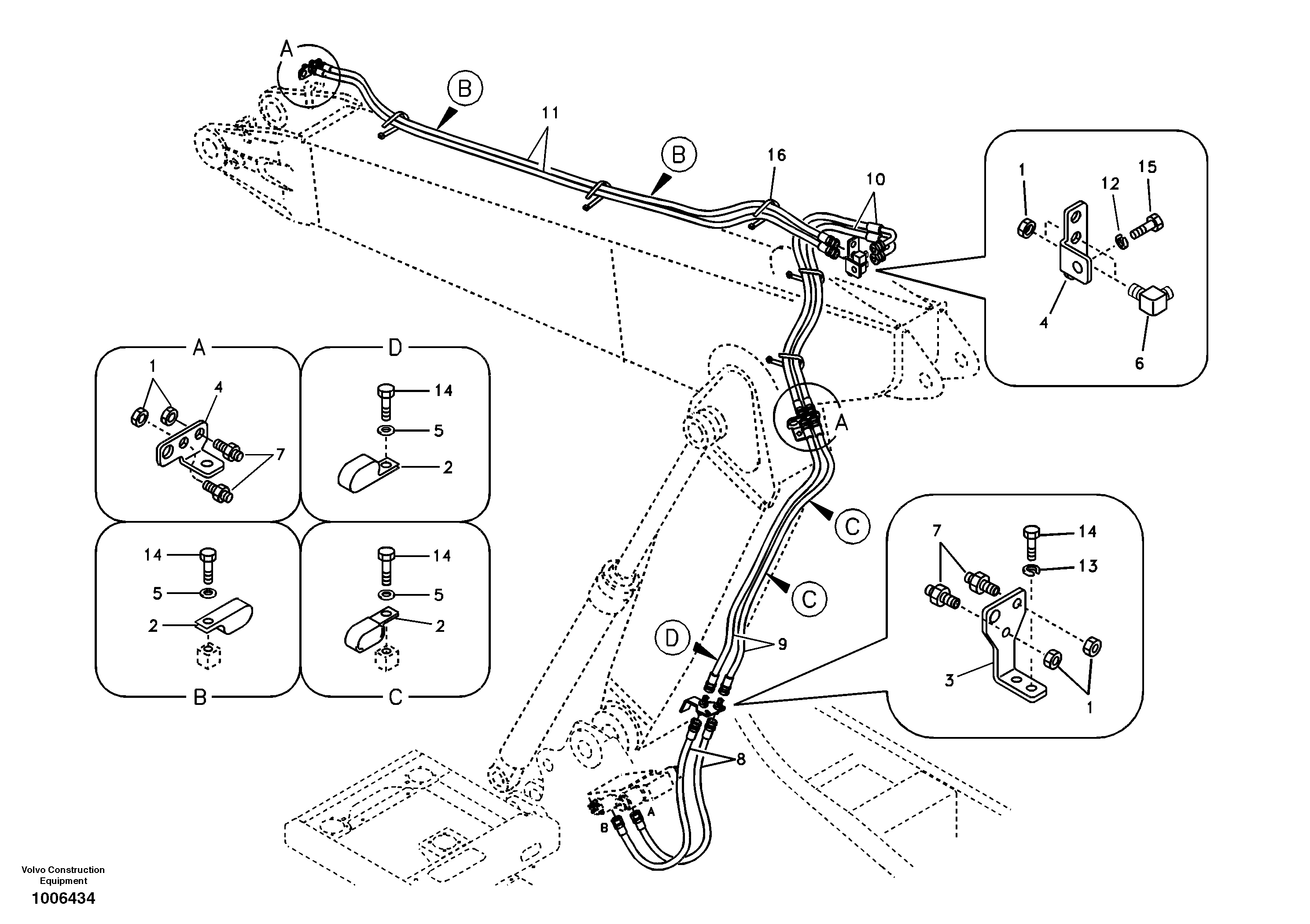 Working hydraulic, slope and rotator on adjustable boom — volvo parts diagram