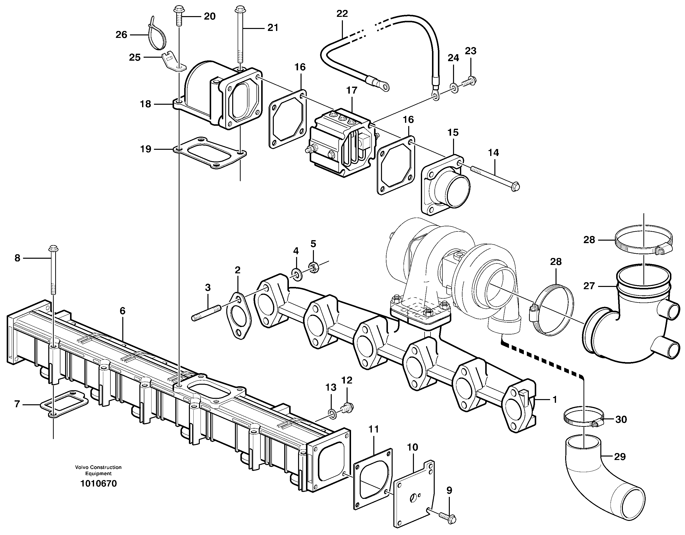 Inlet manifold and exhaust manifold — volvo parts diagram