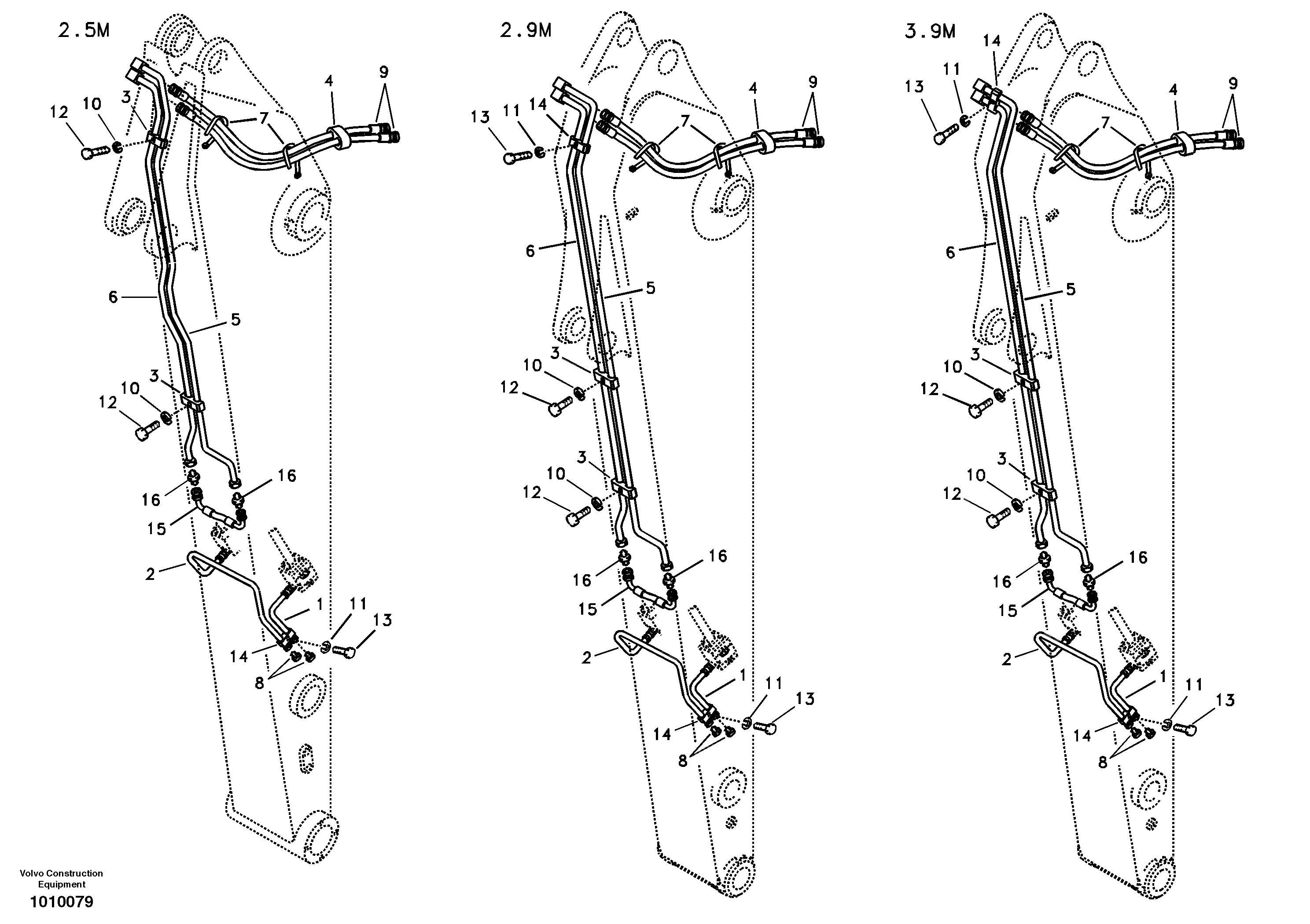 Working hydraulic, slope and rotator on dipper arm — volvo parts diagram