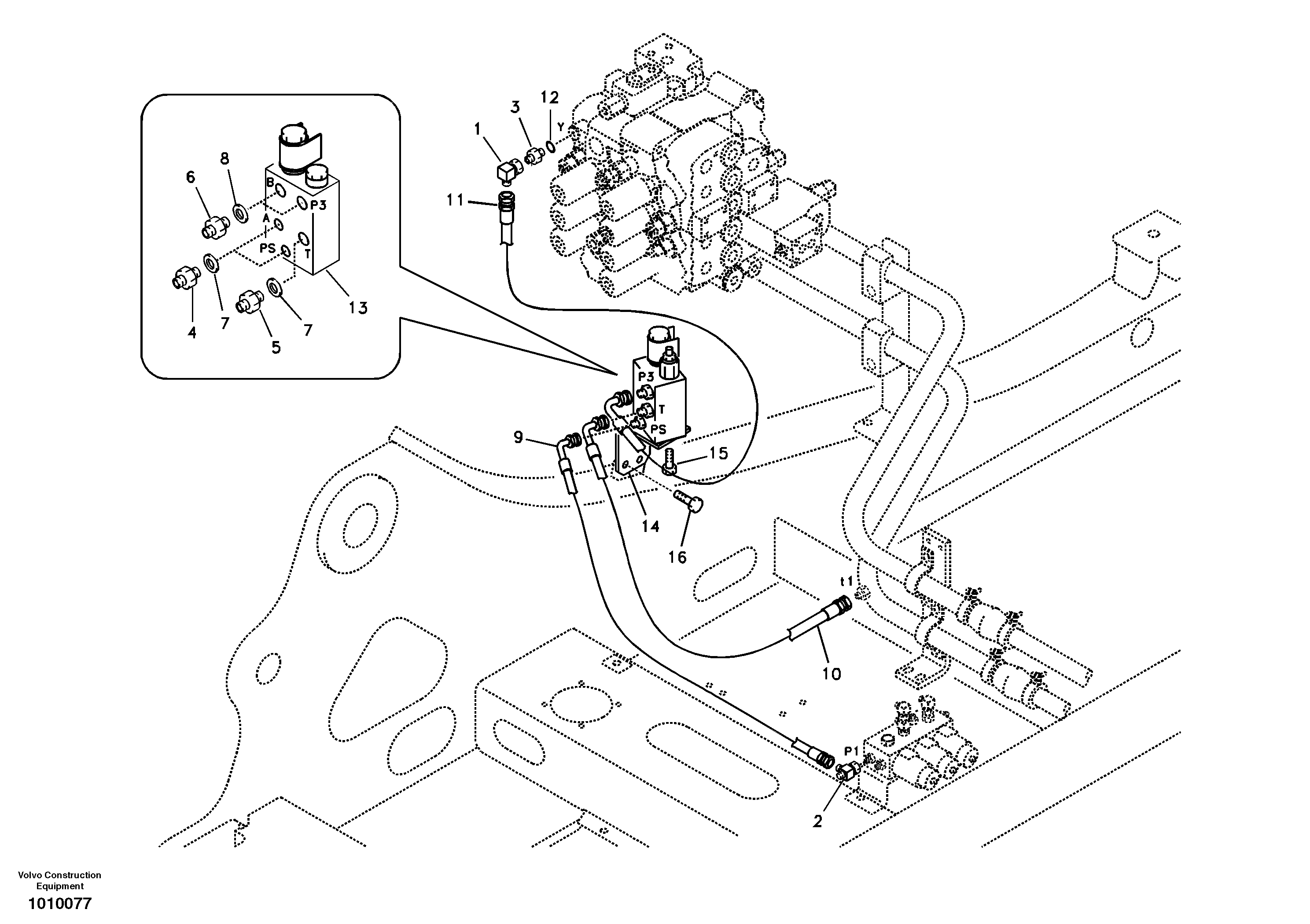 Working hydraulic, quick fit on upper frame — volvo parts diagram