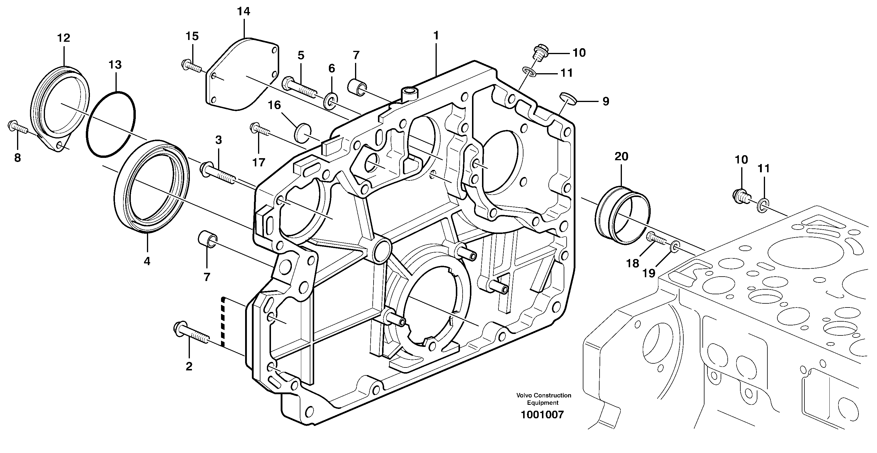 Timing gear casing and gears — volvo parts diagram
