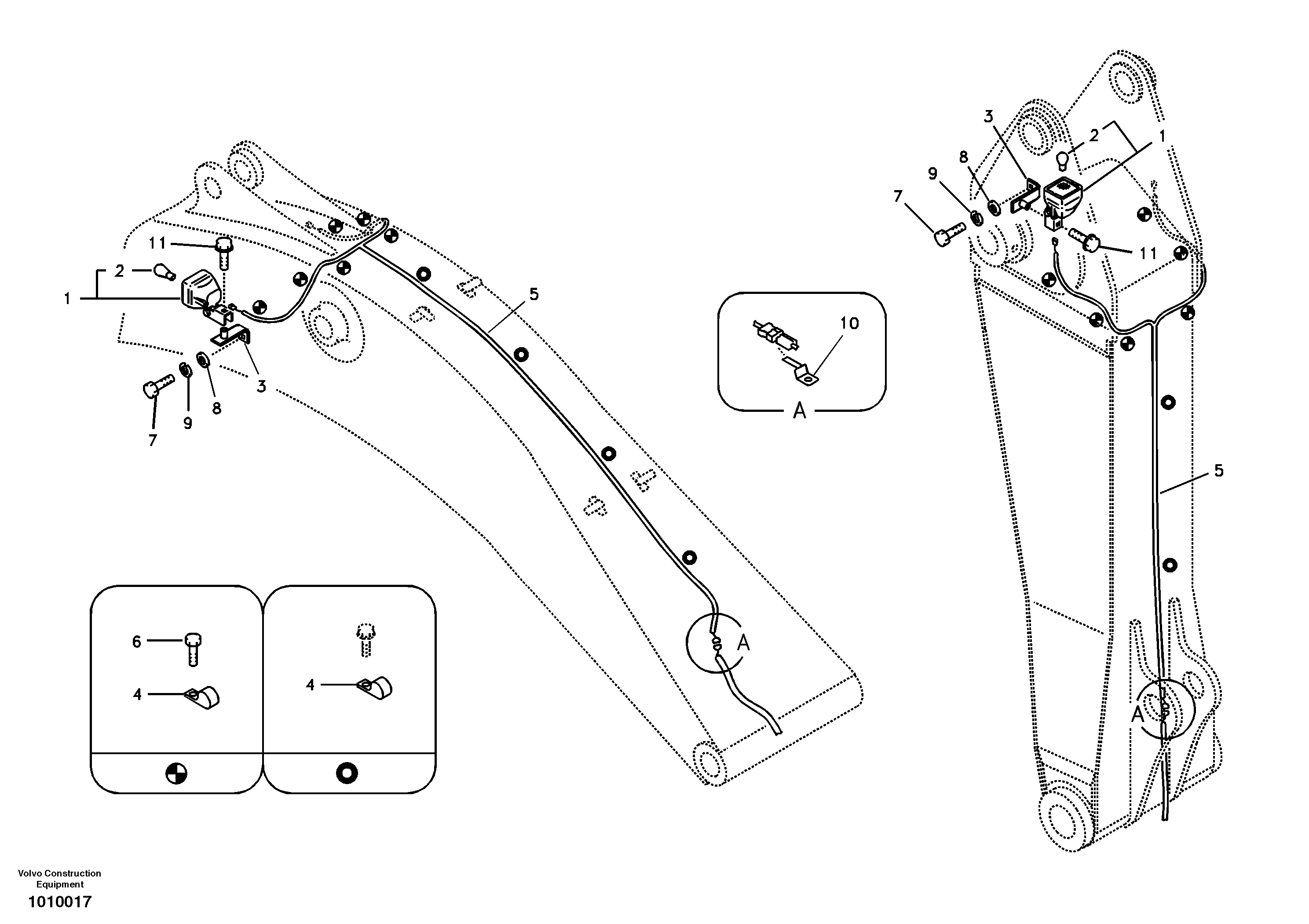 Working lamp on boom — volvo parts diagram