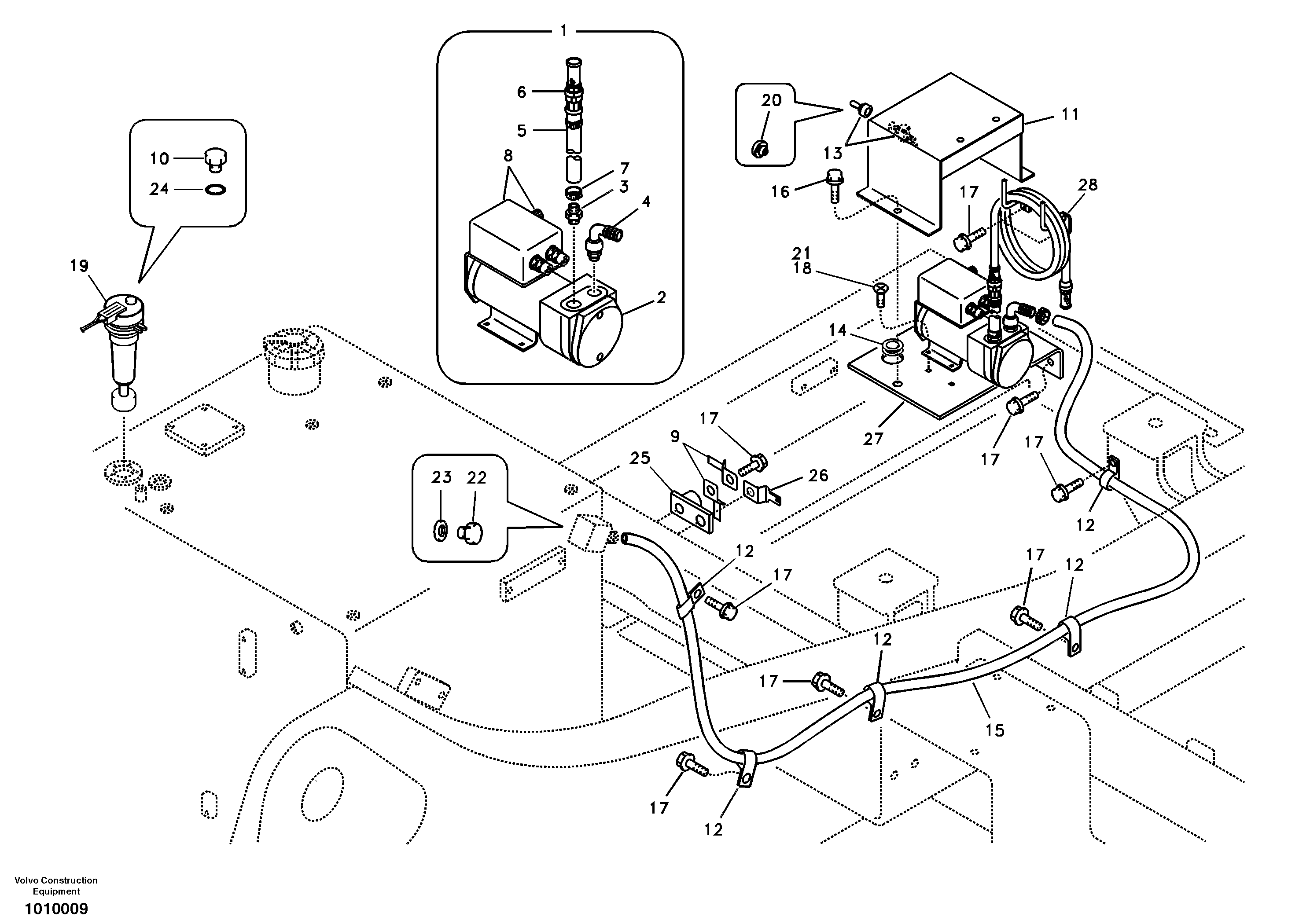 Fuel filling pump with assembling details — volvo parts diagram
