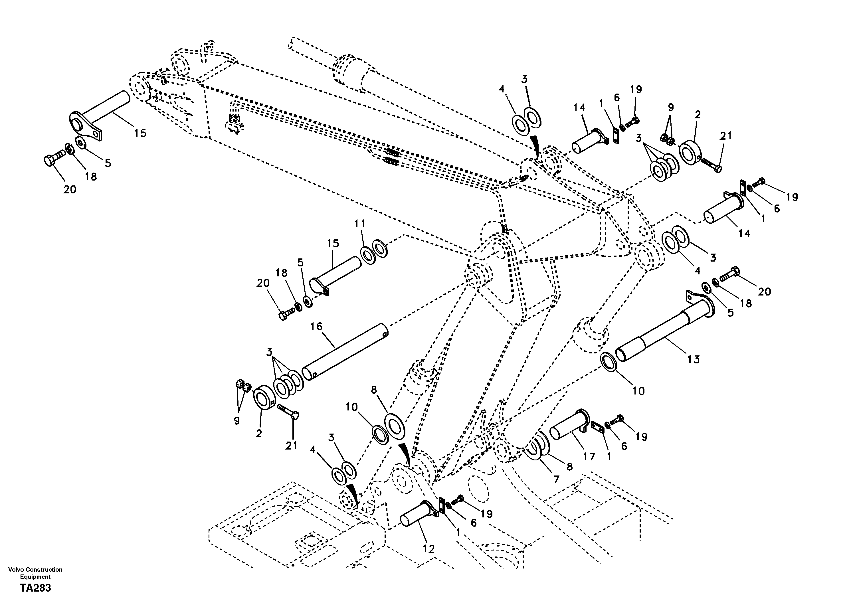 Links to boom, adjustable — volvo parts diagram