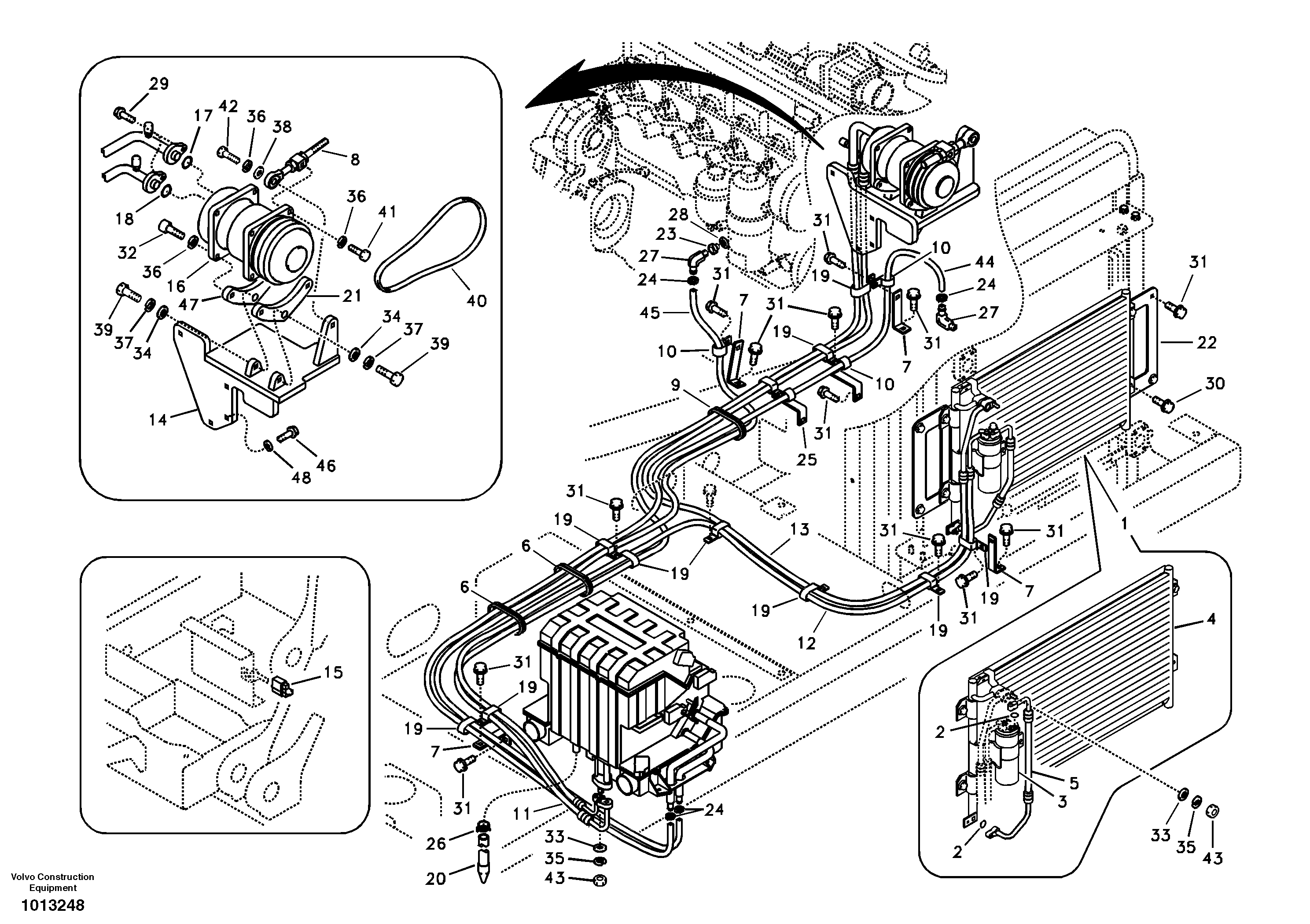 Air conditioning line, cooling and heater — volvo parts diagram