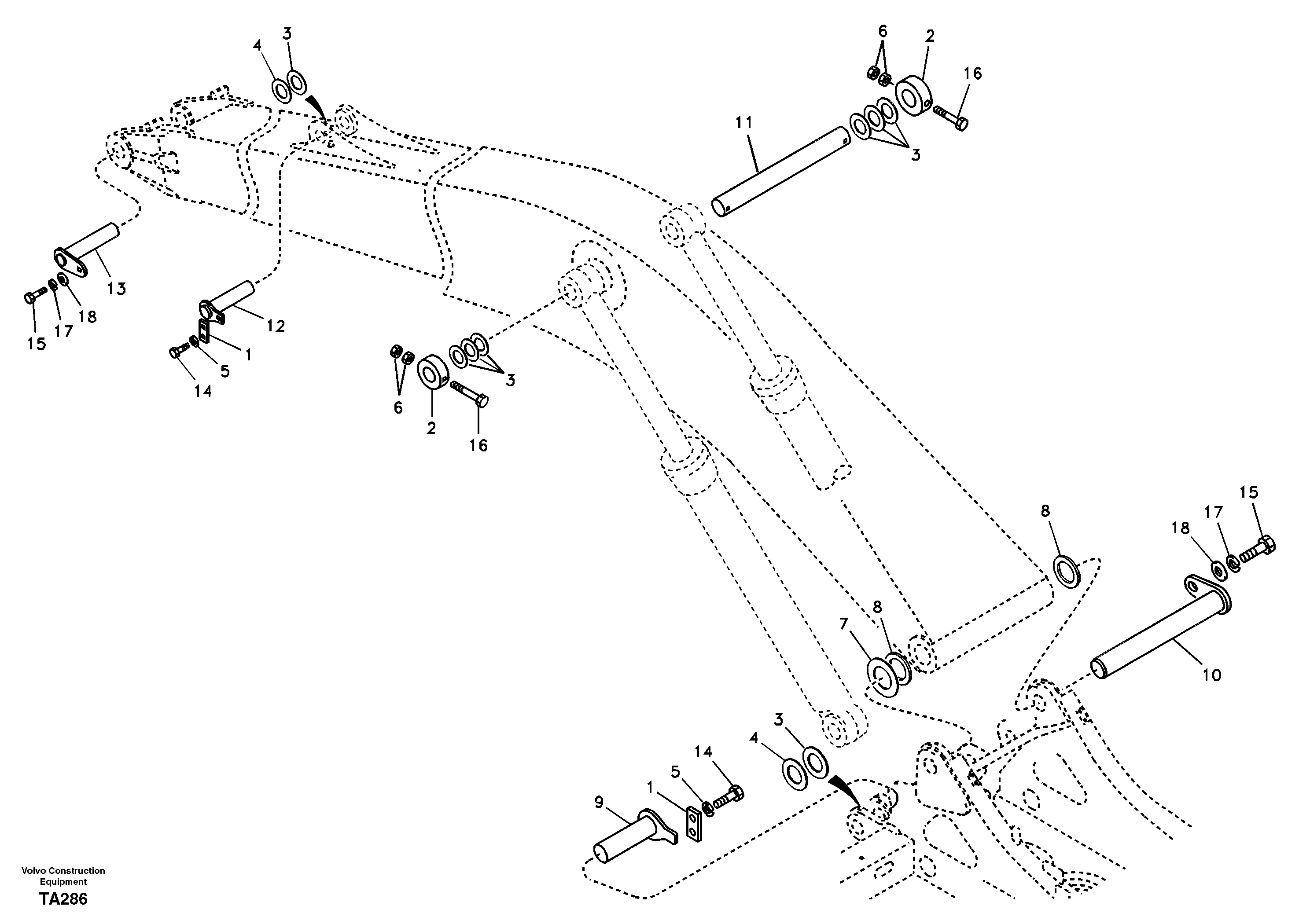 Links to boom, long reach — volvo parts diagram