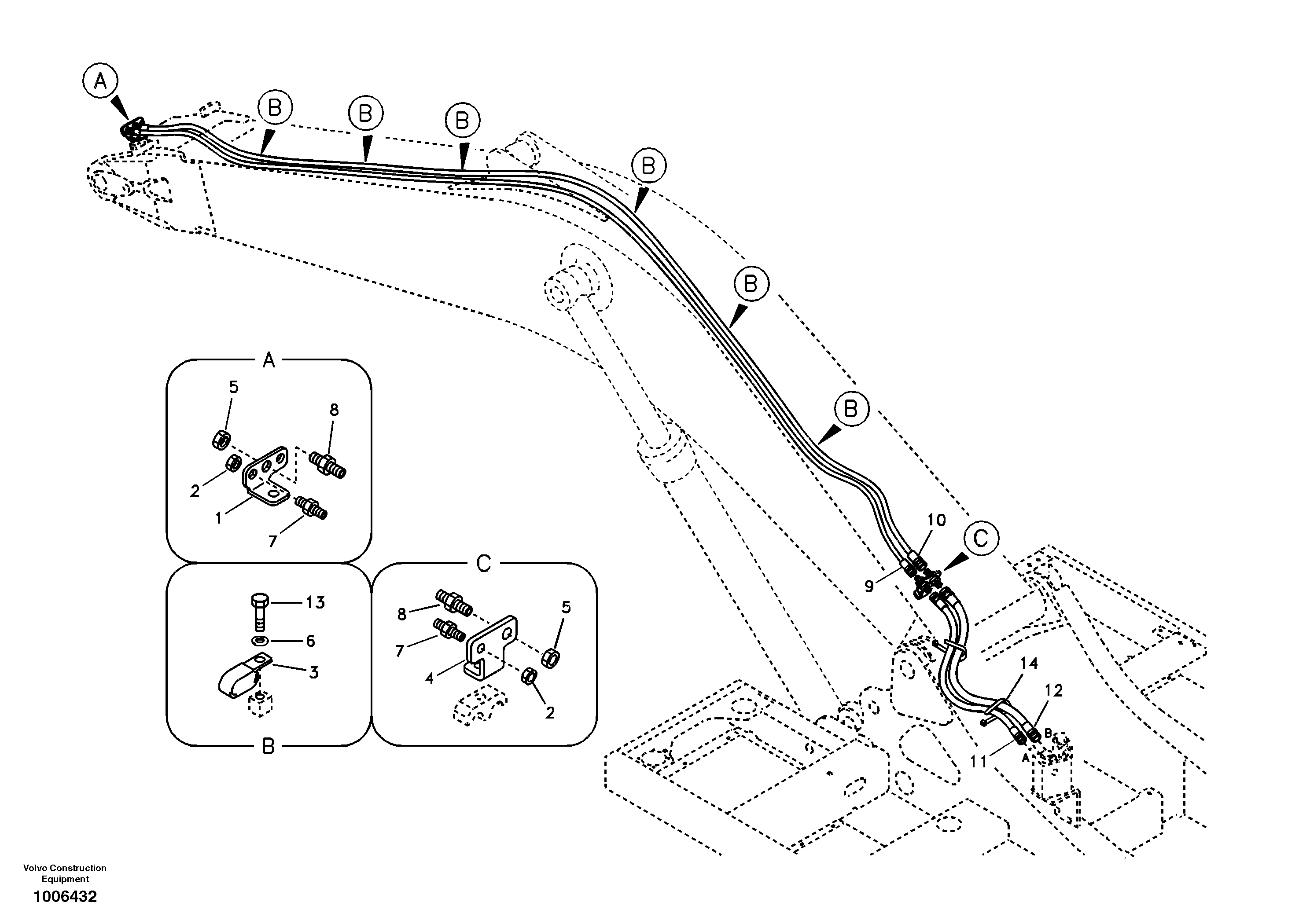 Working hydraulic, quick fit on boom — volvo parts diagram