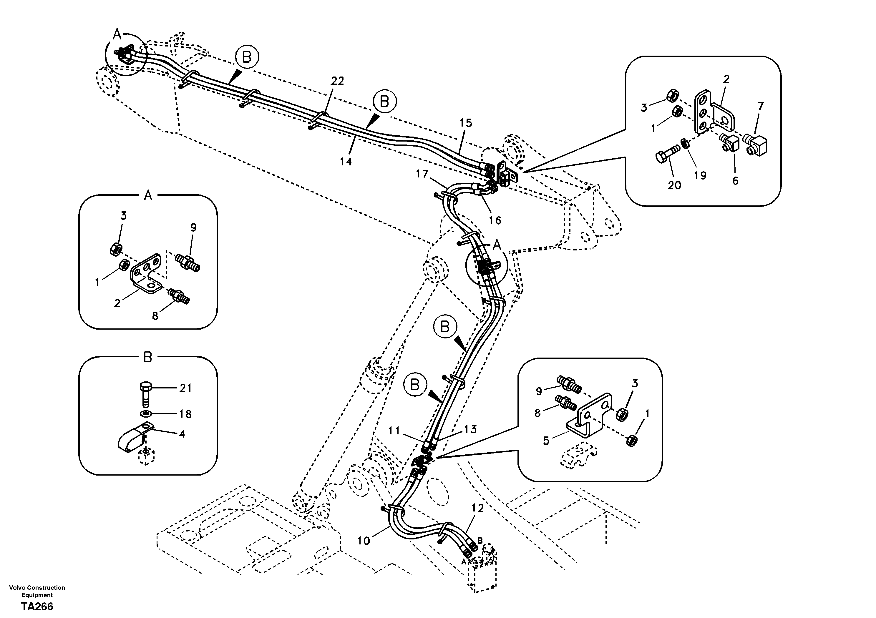 Working hydraulic, quickfit on adjustable boom — volvo parts diagram