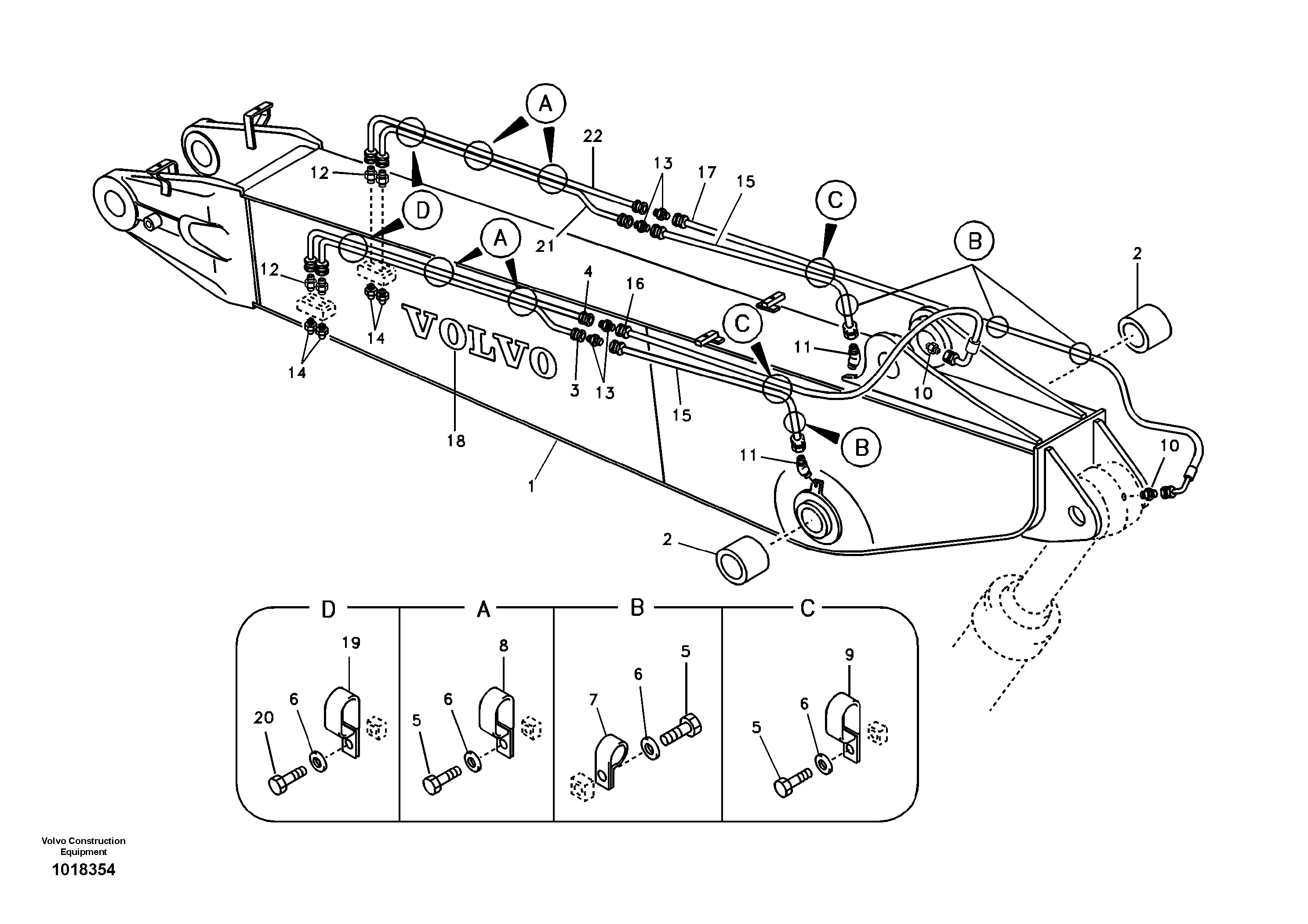 Boom and grease piping, adjustable 2nd — volvo parts diagram