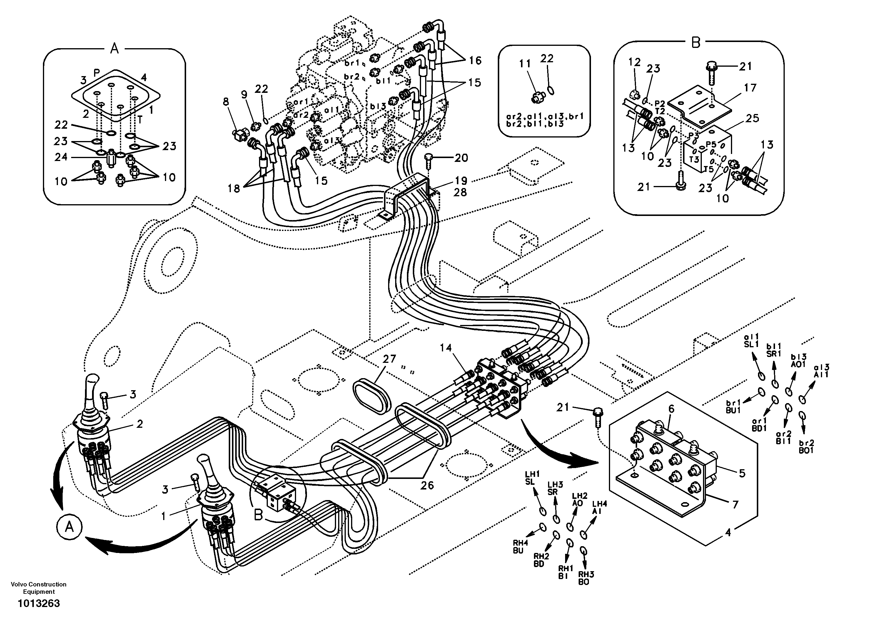 Servo system, control valve to remote control valve — volvo parts diagram