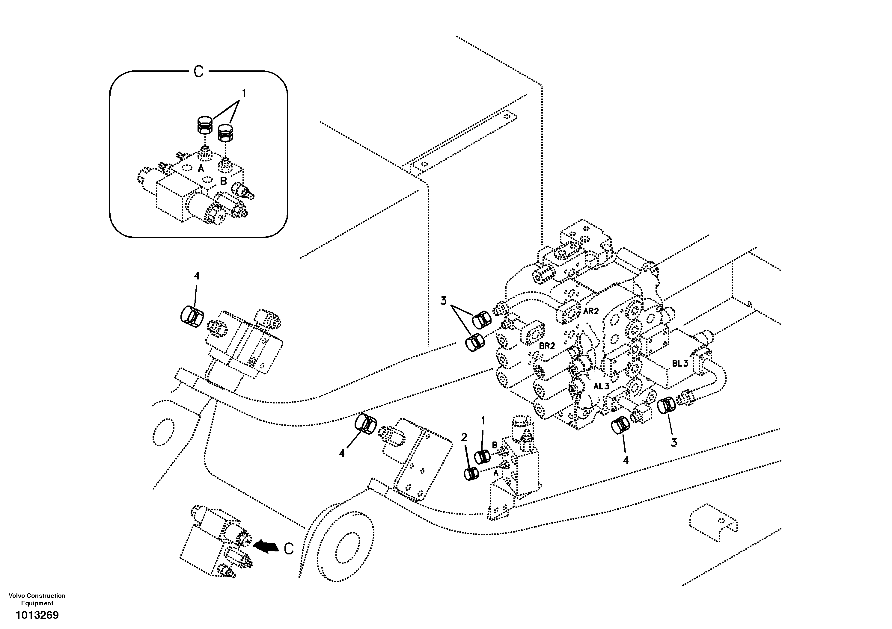 Working hydraulic, hydraulic plugs for no boom — volvo parts diagram