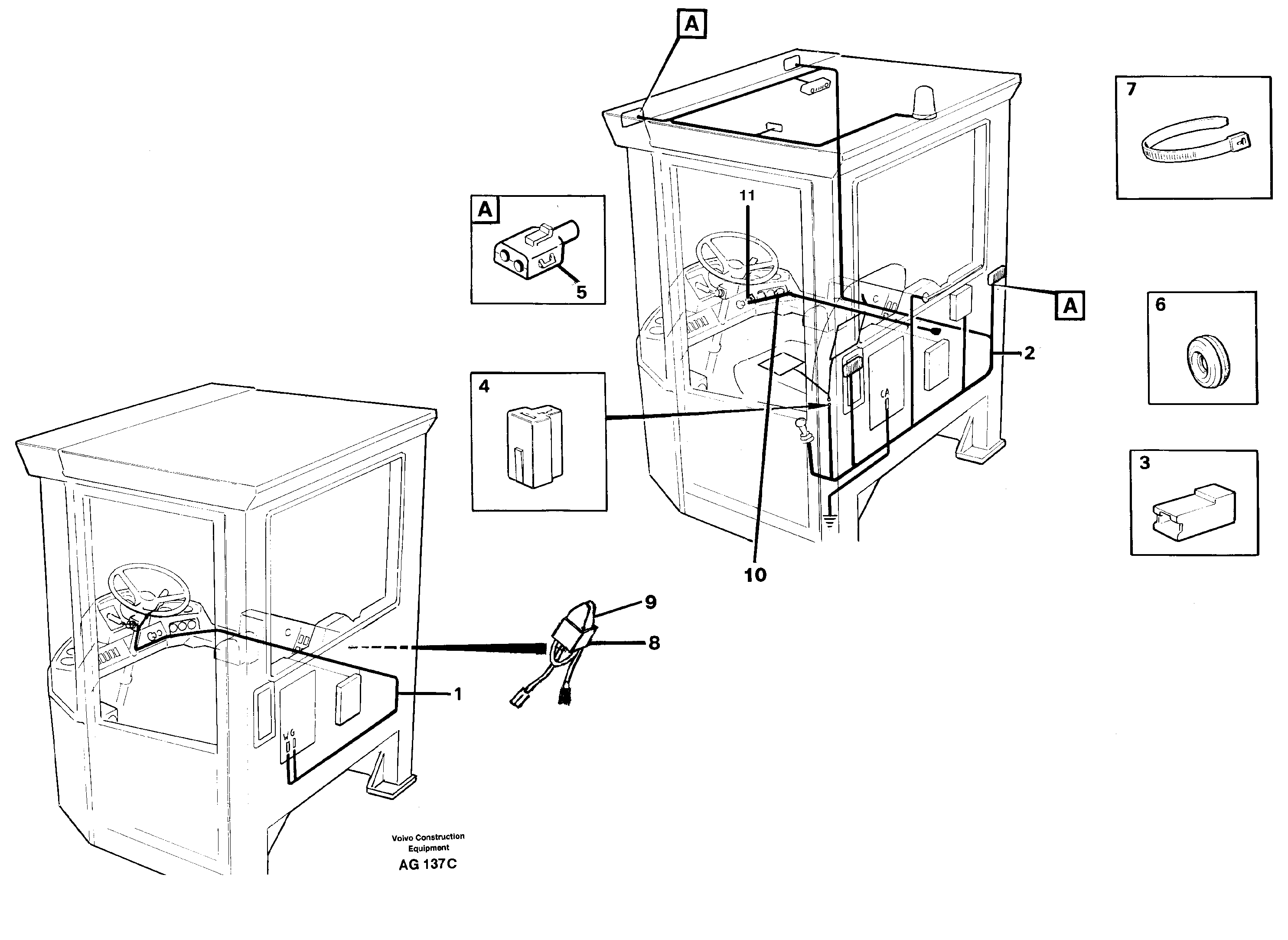 Cable harnesses, cab — volvo parts diagram