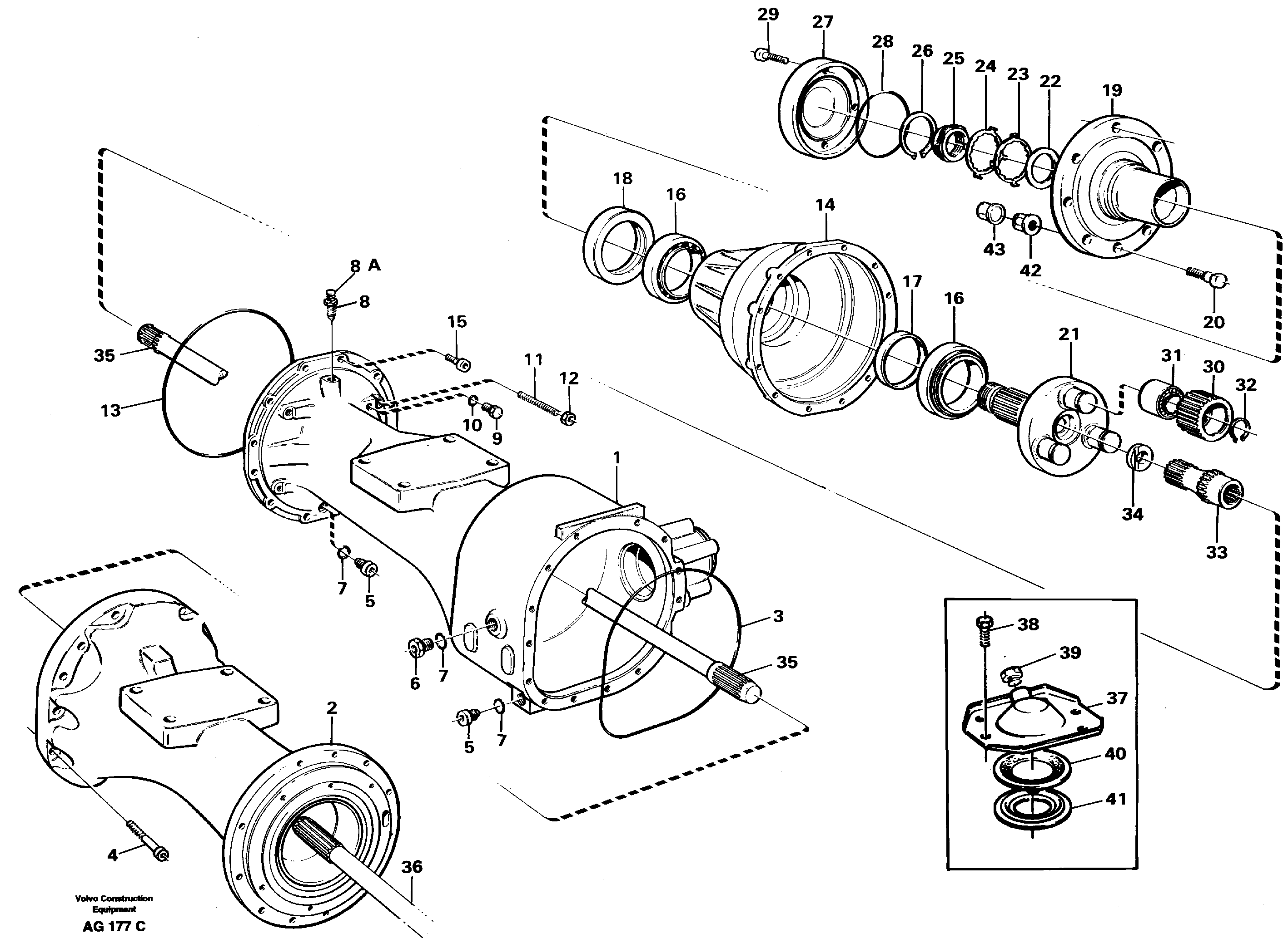 Planetary axle front AWB 10  23819, 23831, 23836 — volvo parts diagram