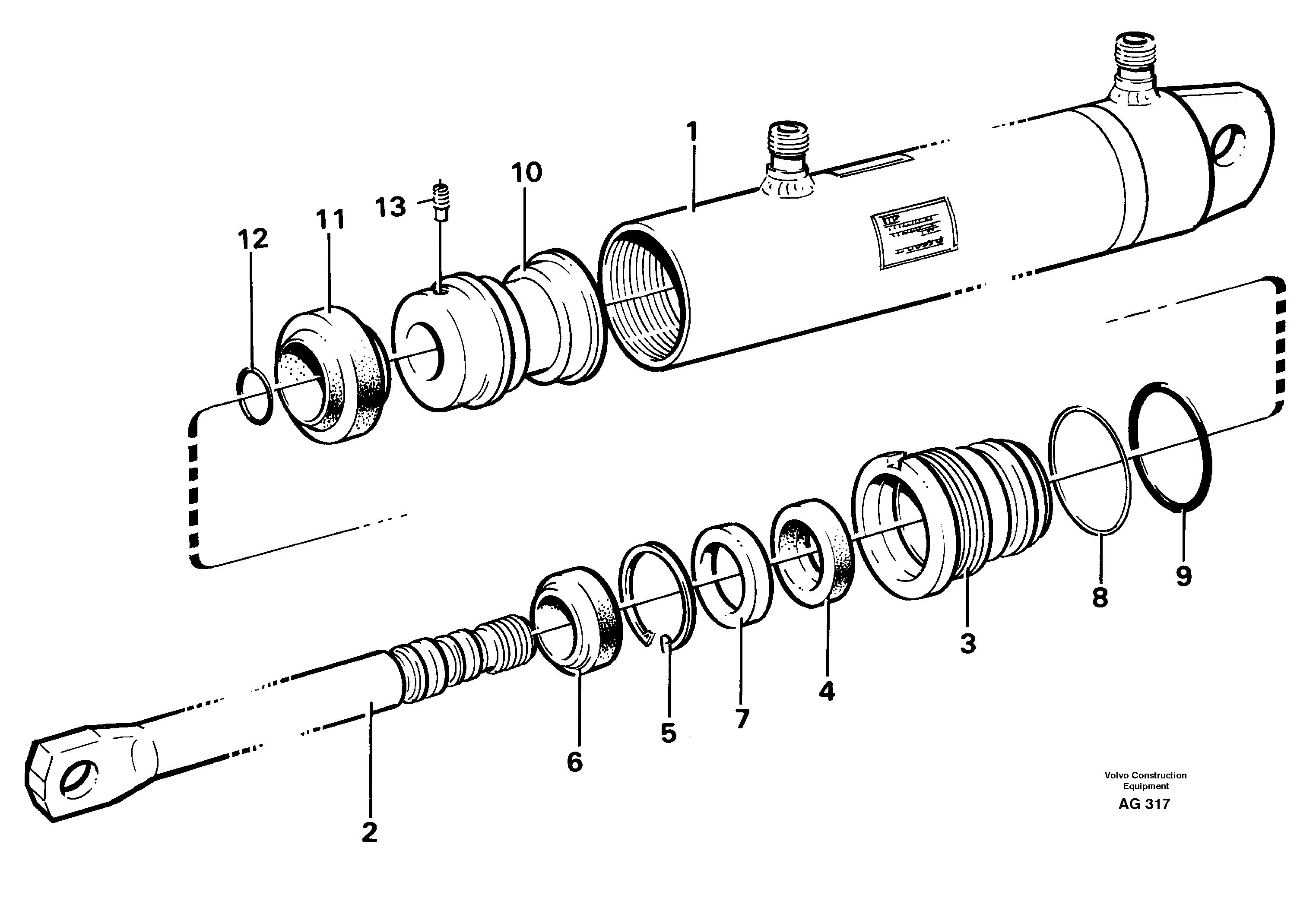 Hydraulic cylinder  92094, 92661, 94942, VOAC — volvo parts diagram