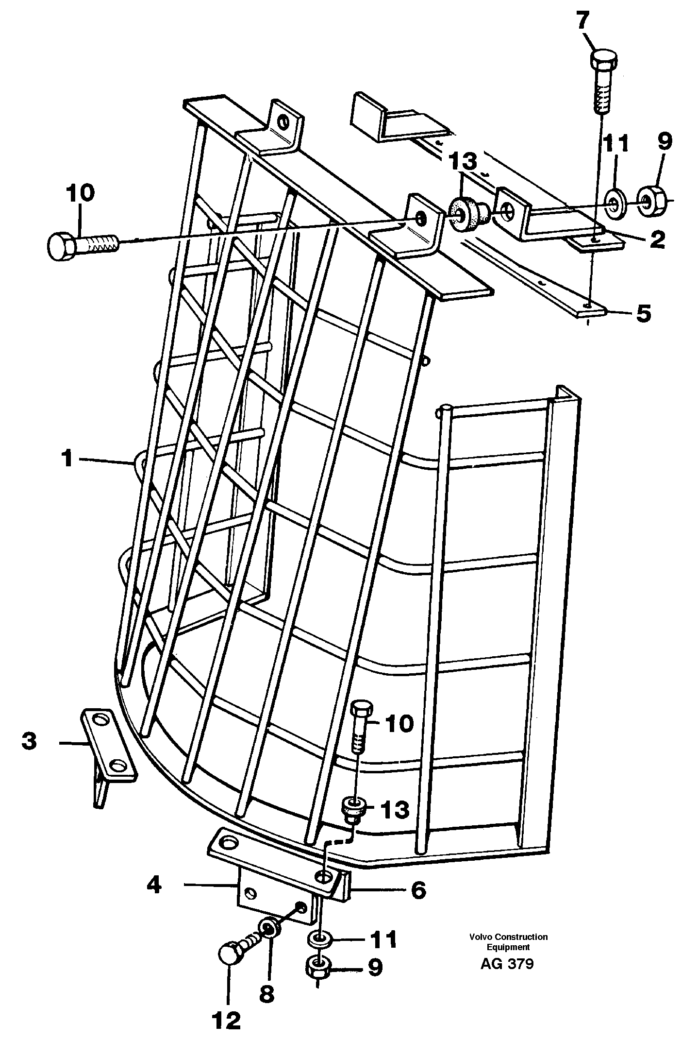 Windshield guard for windshield  94989 — volvo parts diagram