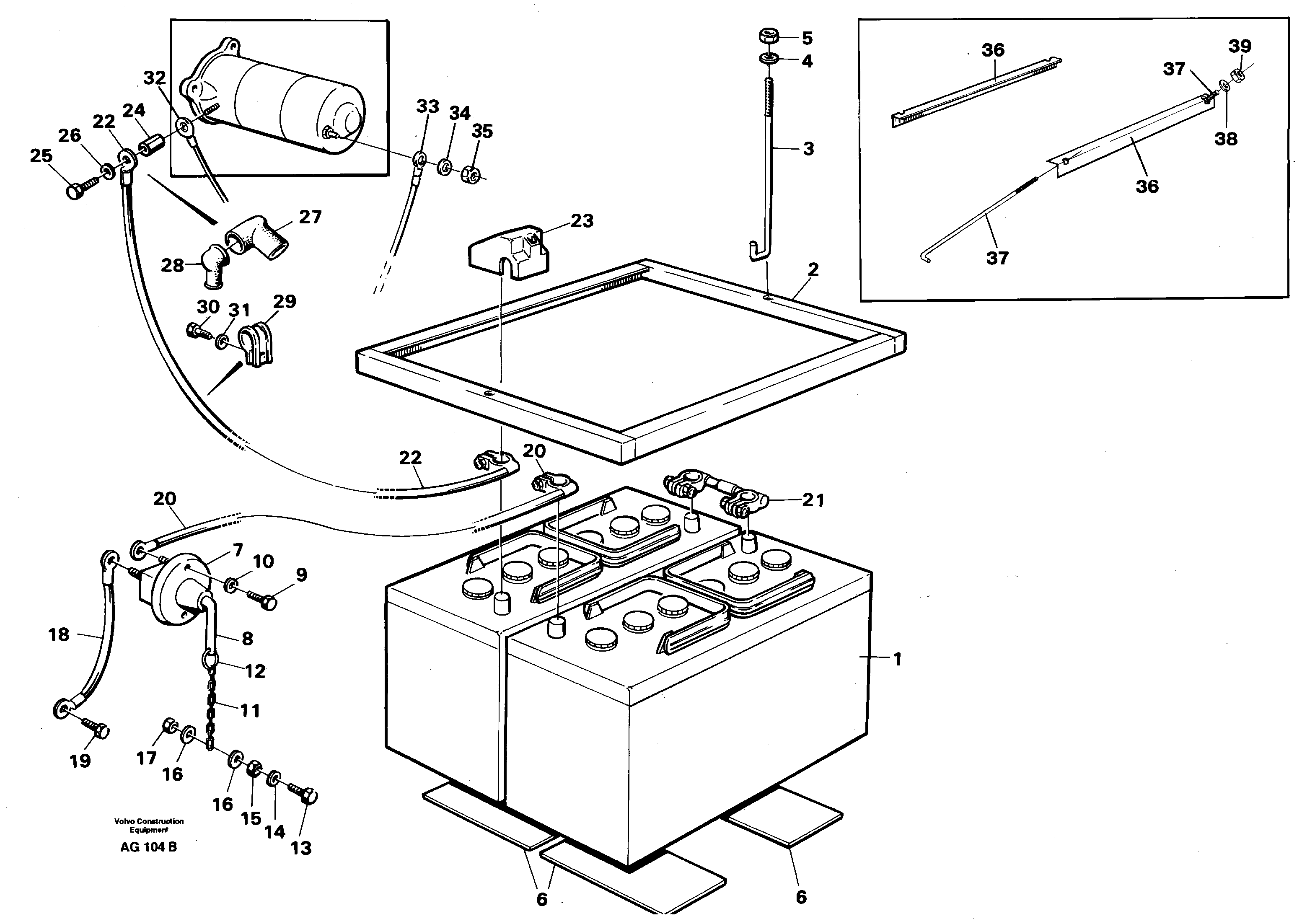 Battery with fitting parts — volvo parts diagram