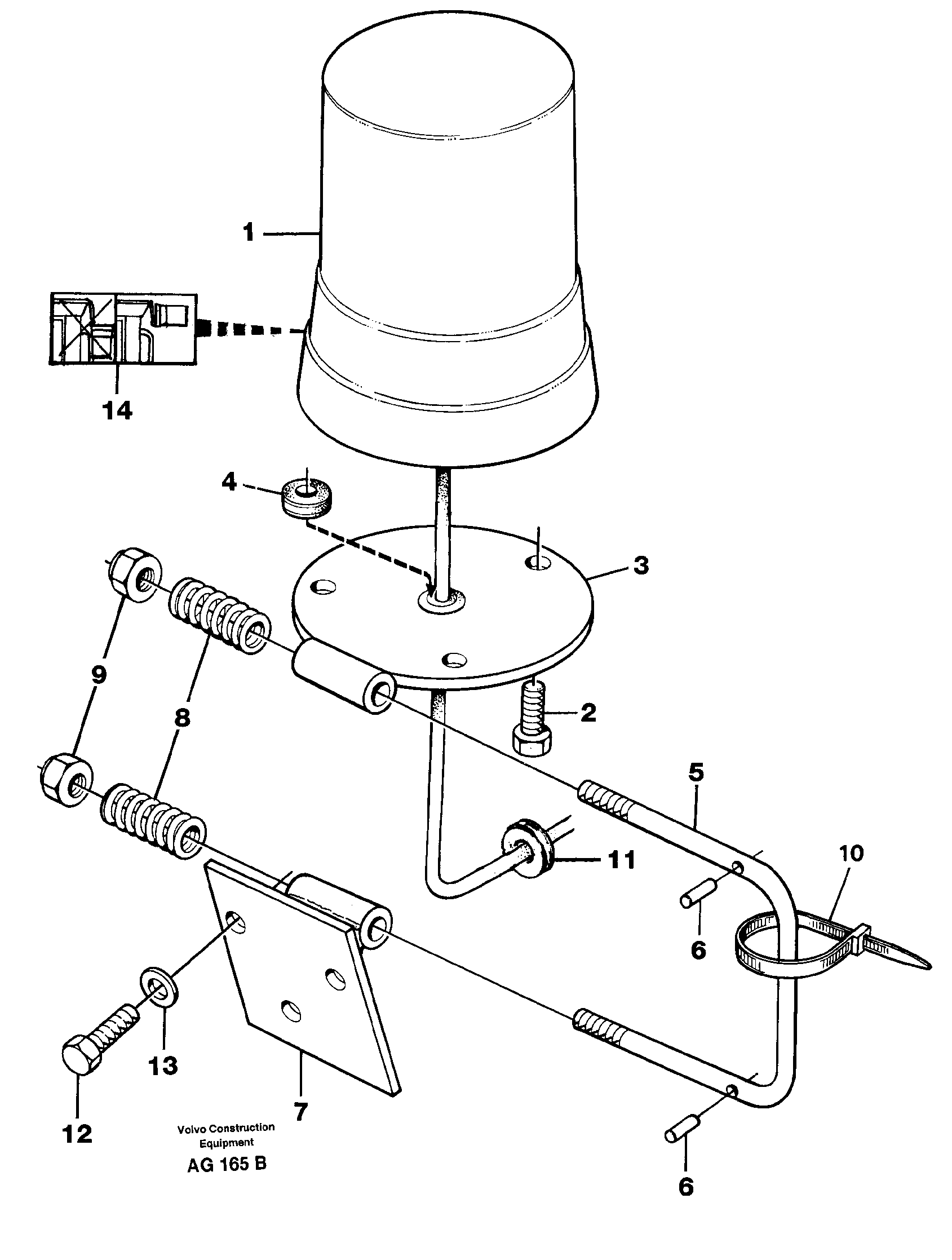 Rotating beacon  92454 — volvo parts diagram