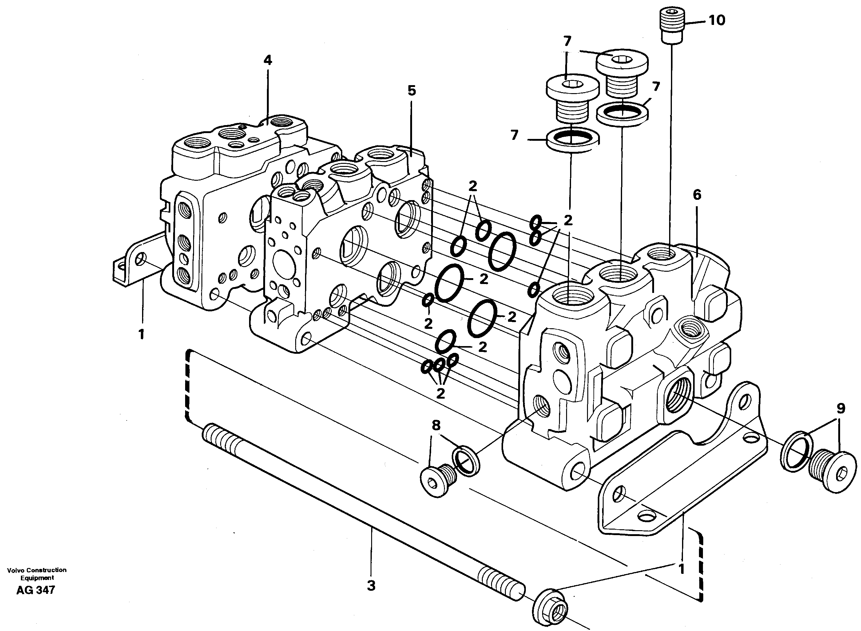 Valve section with assembly parts  94777 — volvo parts diagram