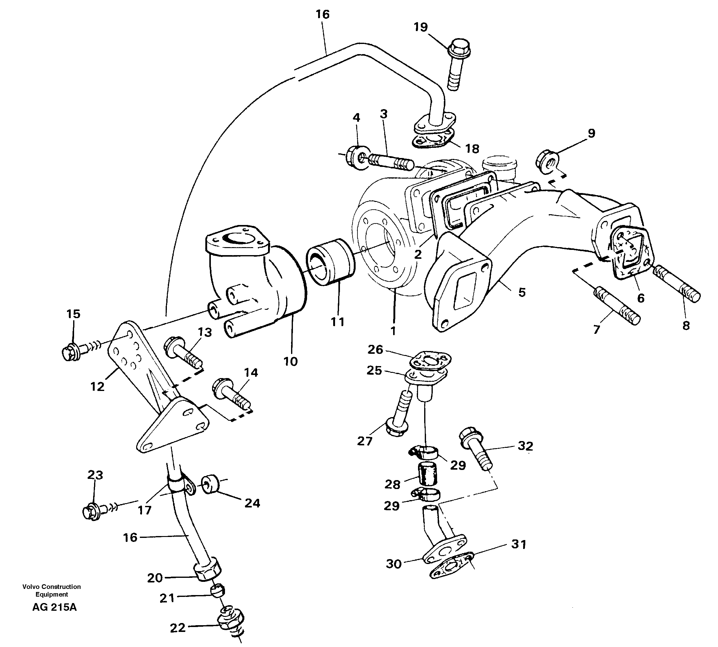 Turbo charger Mounting  TD40GA — volvo parts diagram