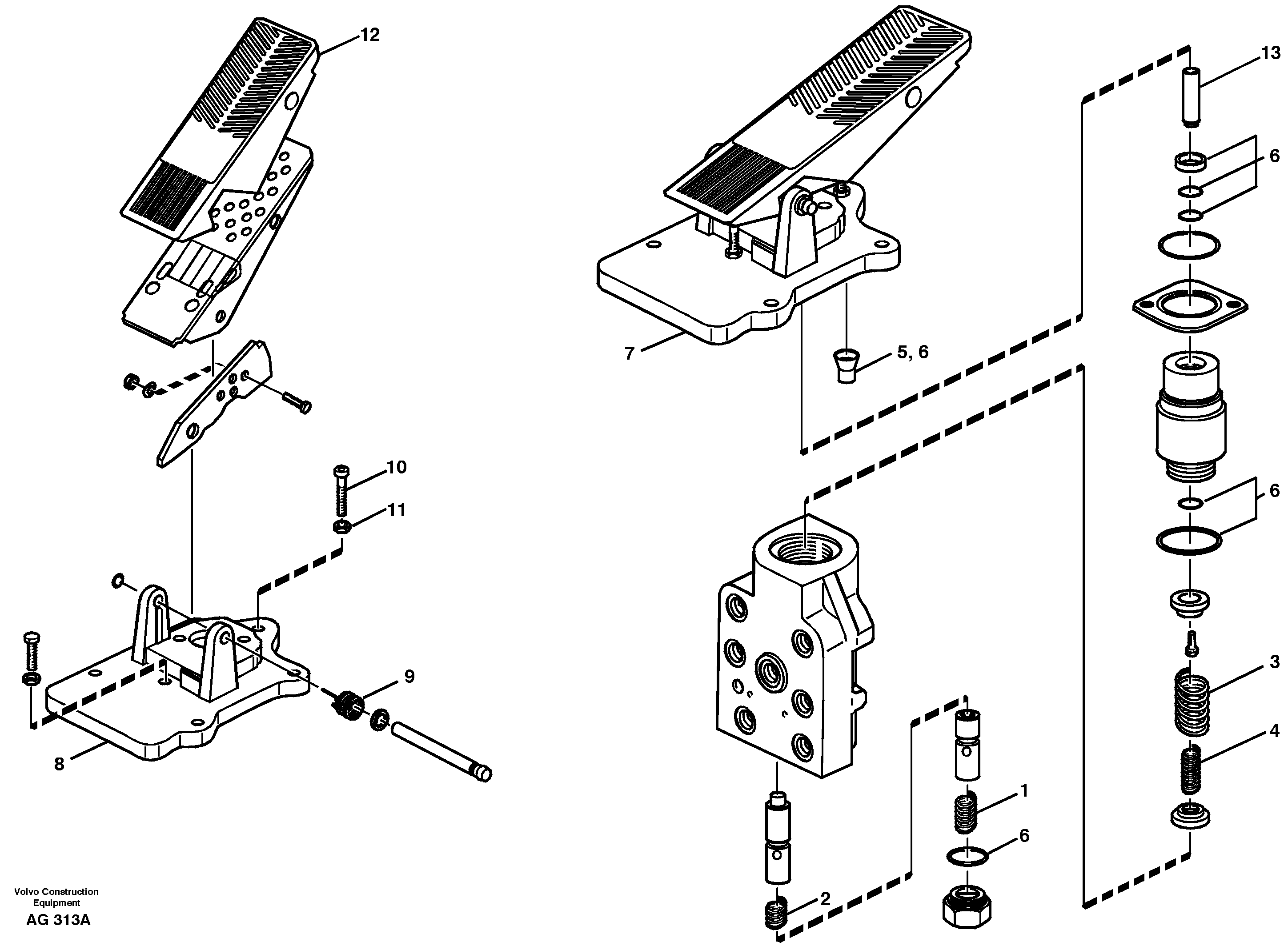 Footbrake valve  SER NO 9716 - — volvo parts diagram