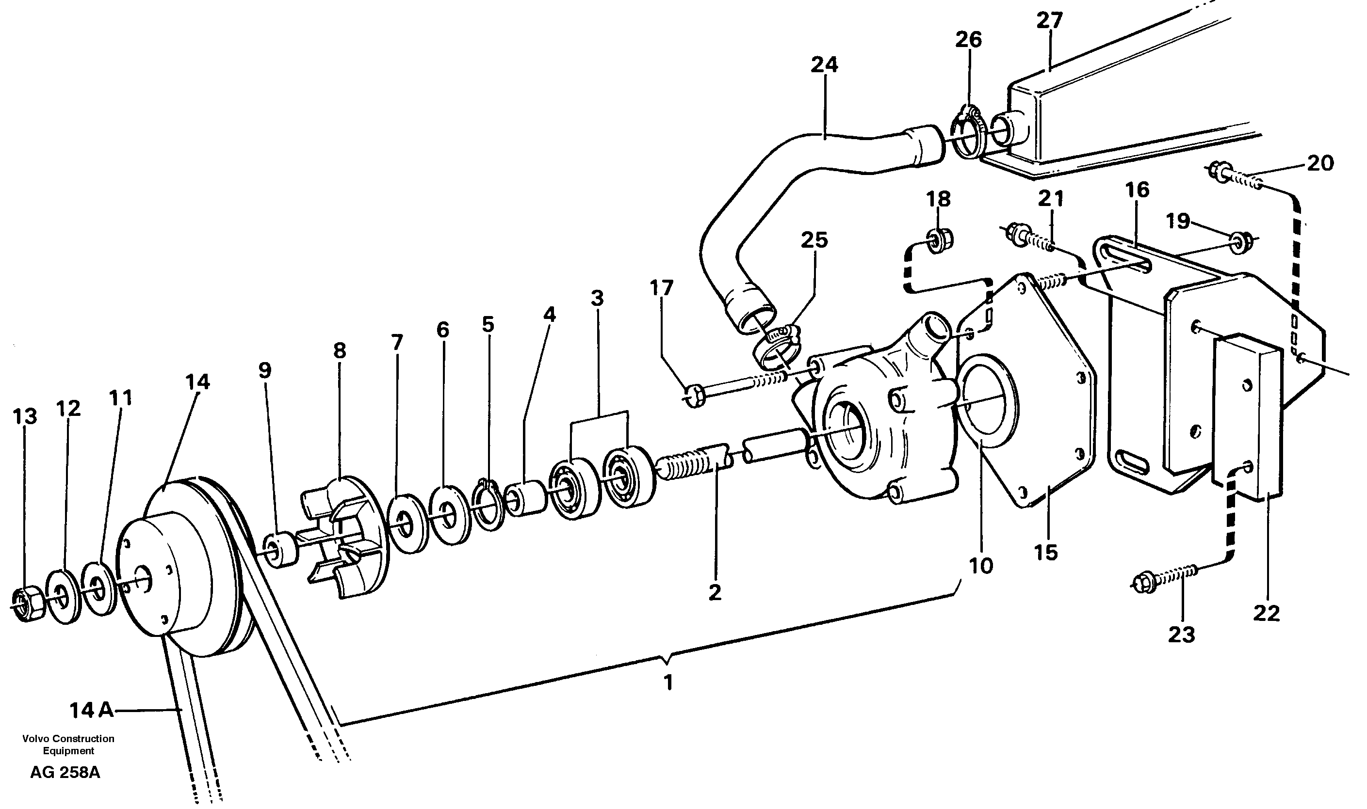 Extra water pump  TD 40 KAE — volvo parts diagram