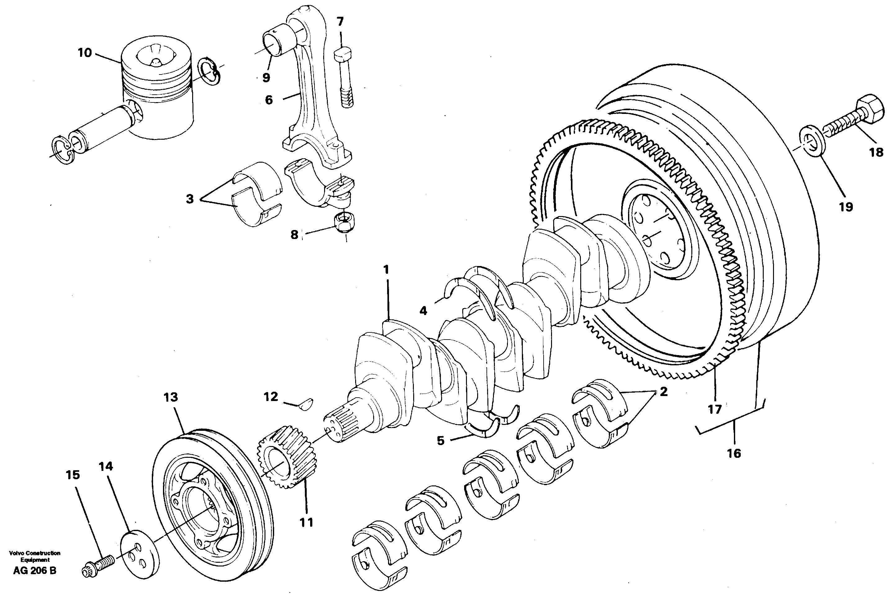 Crankshaft and related parts  TD 40 GA — volvo parts diagram