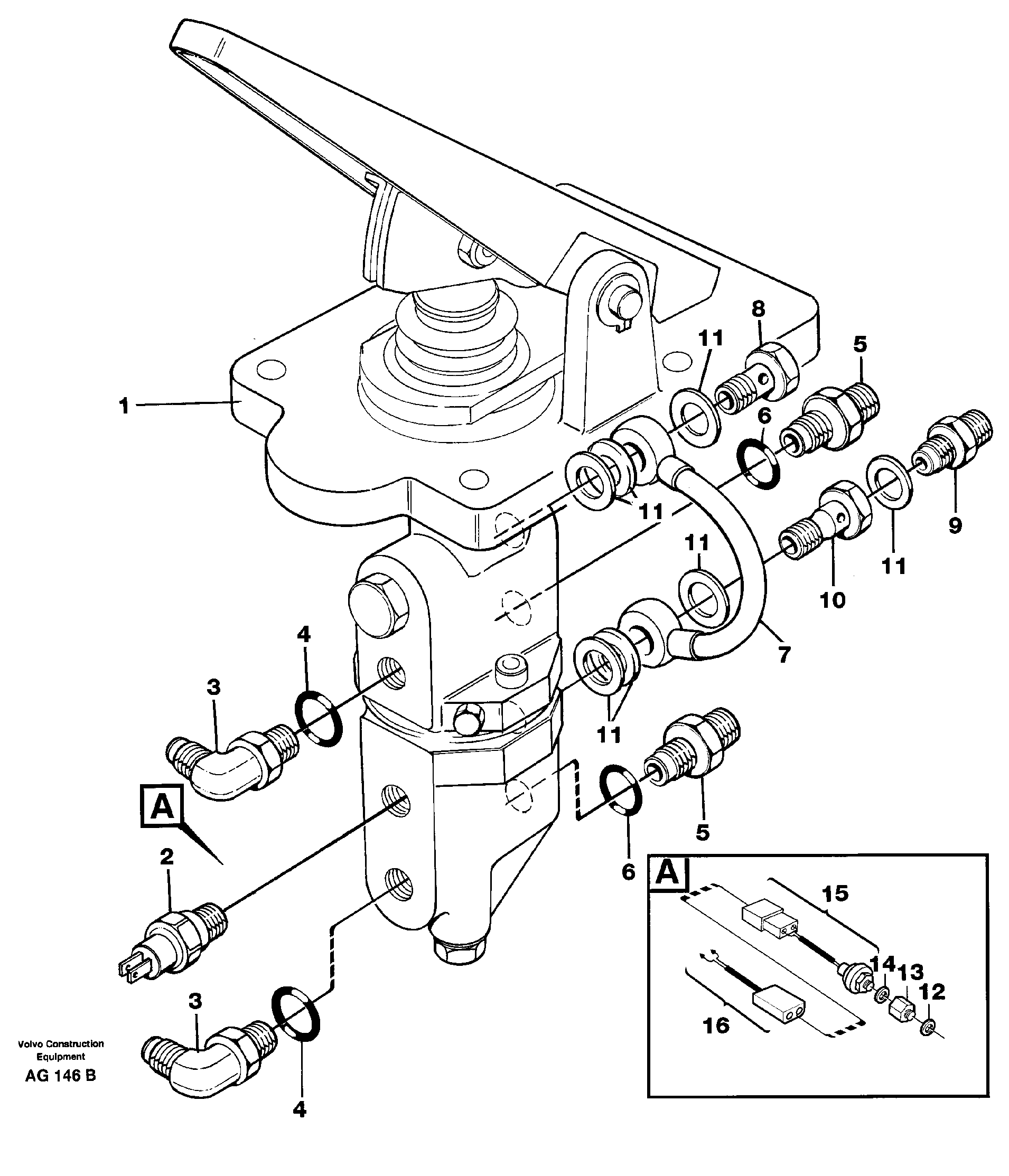 Footbrake valve Mounting  SER NO - 9715 — volvo parts diagram