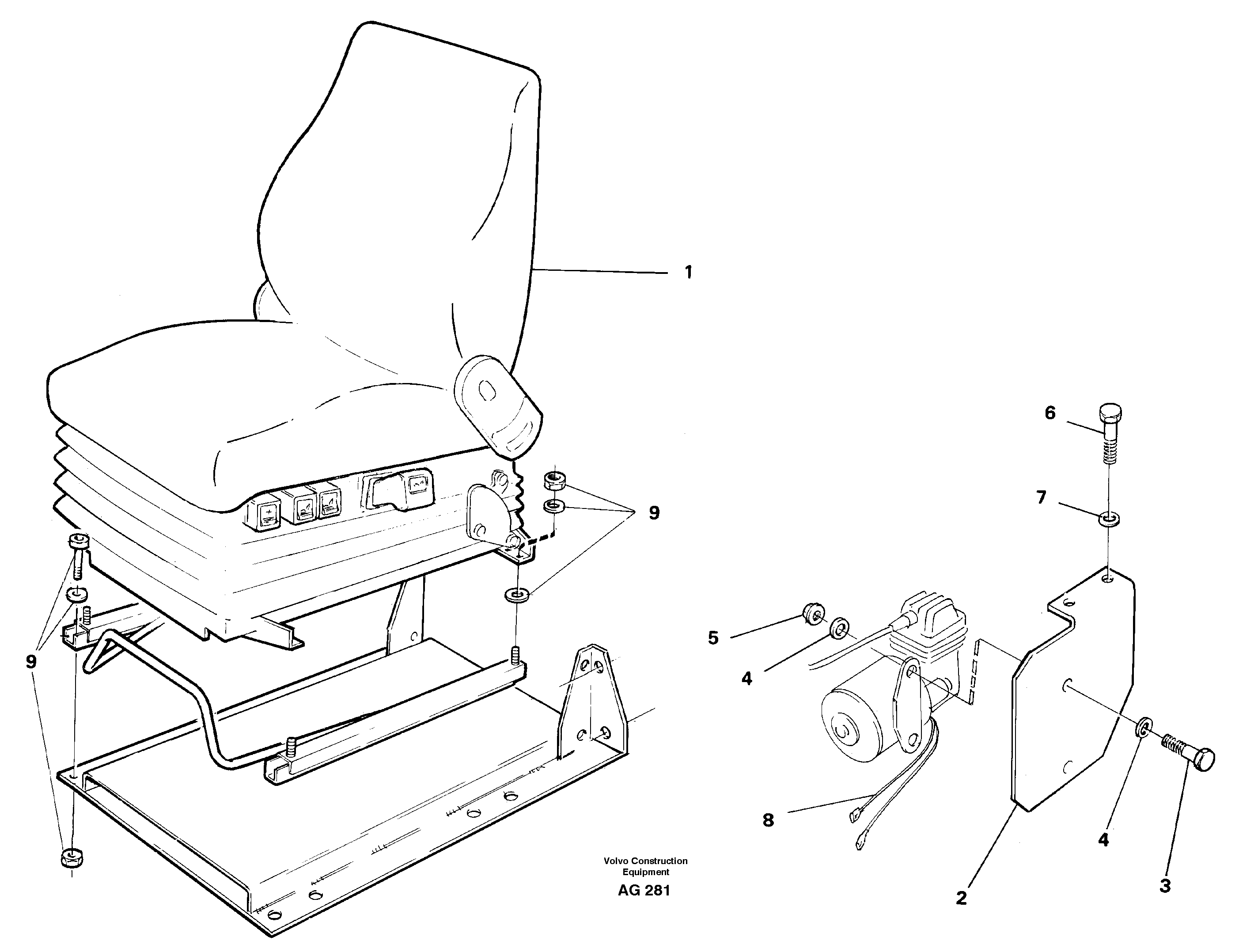Driver's seat, air suspensioned Isri  92408, 94906 — volvo parts diagram