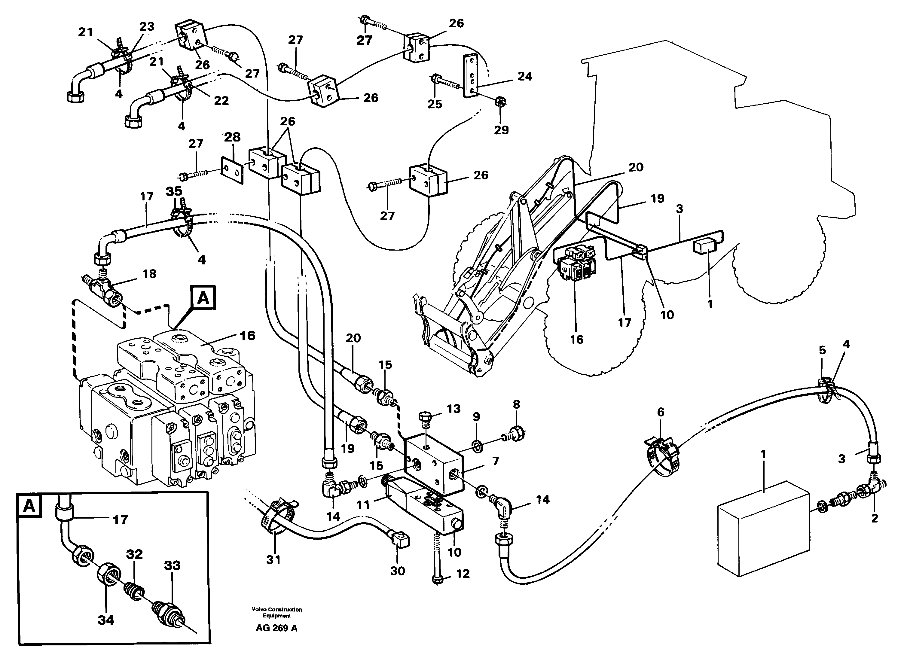 Hydraulic system; attachment bracket  92094, 92661, 94942, — volvo parts diagram