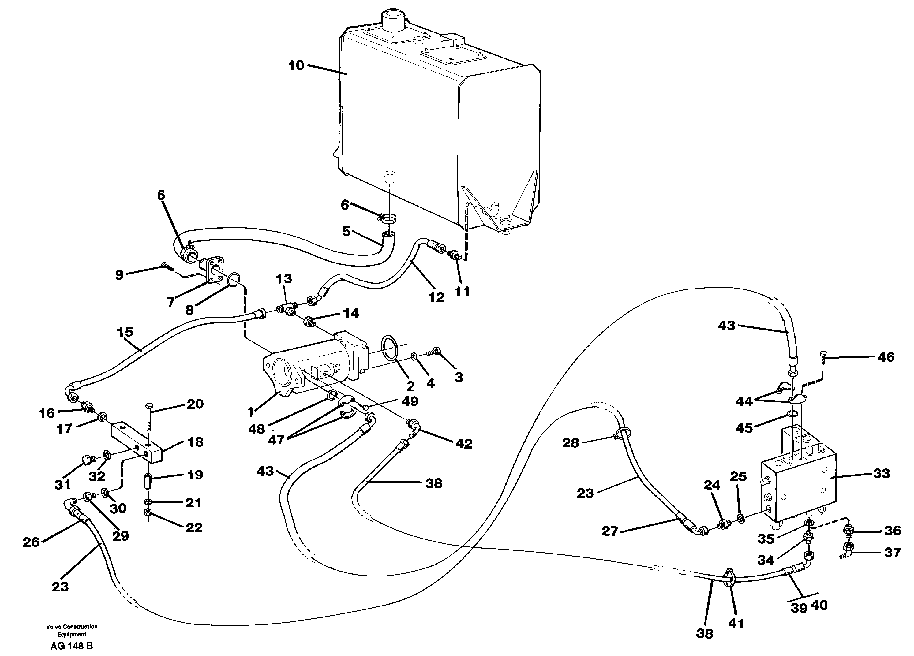 Hydraulic system: Feed lines and return lines — volvo parts diagram