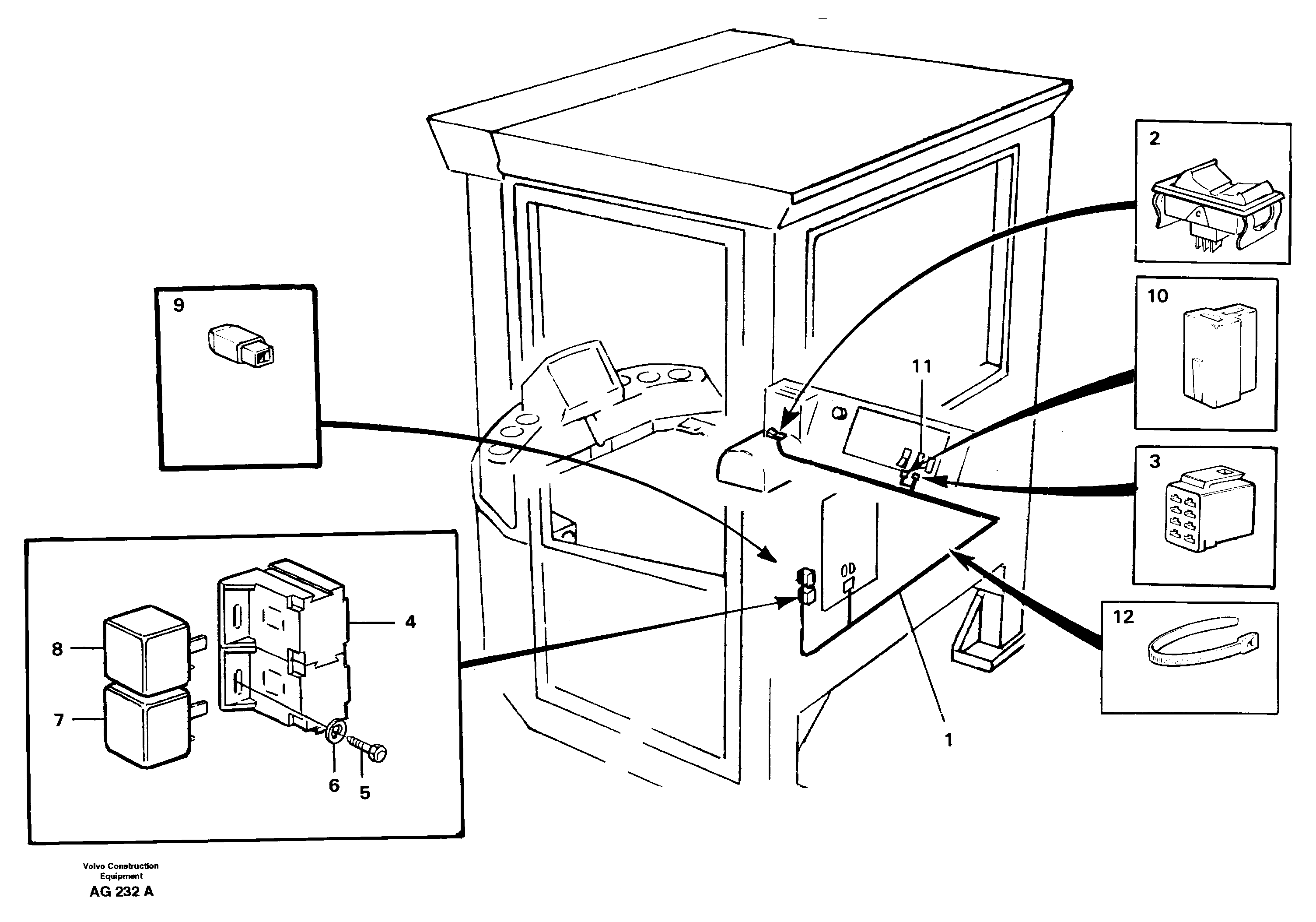 Electrical system: Forward/reverse switch  92373, SER NO - 9342 — volvo parts diagram