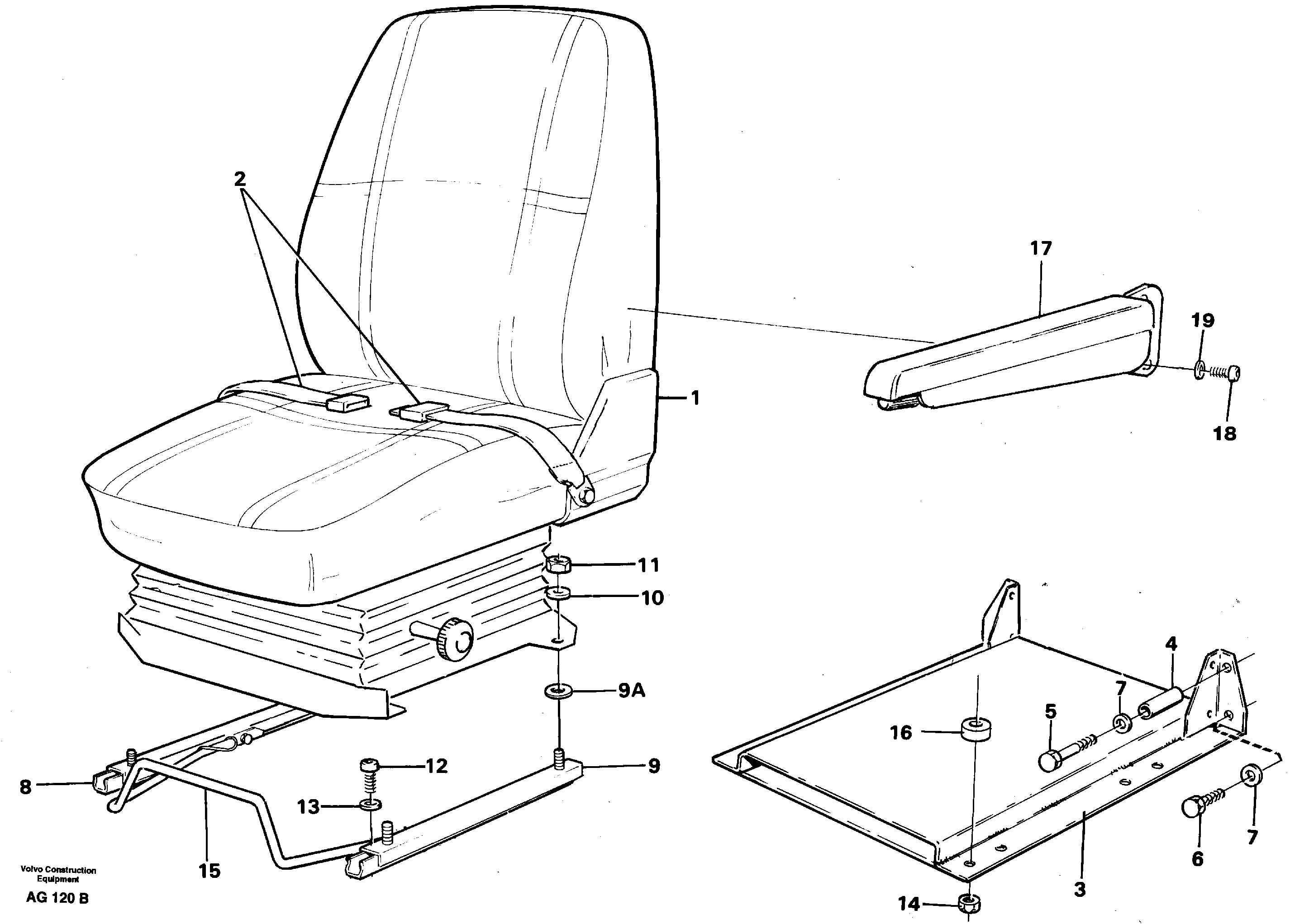 Driver's seat, assembly — volvo parts diagram