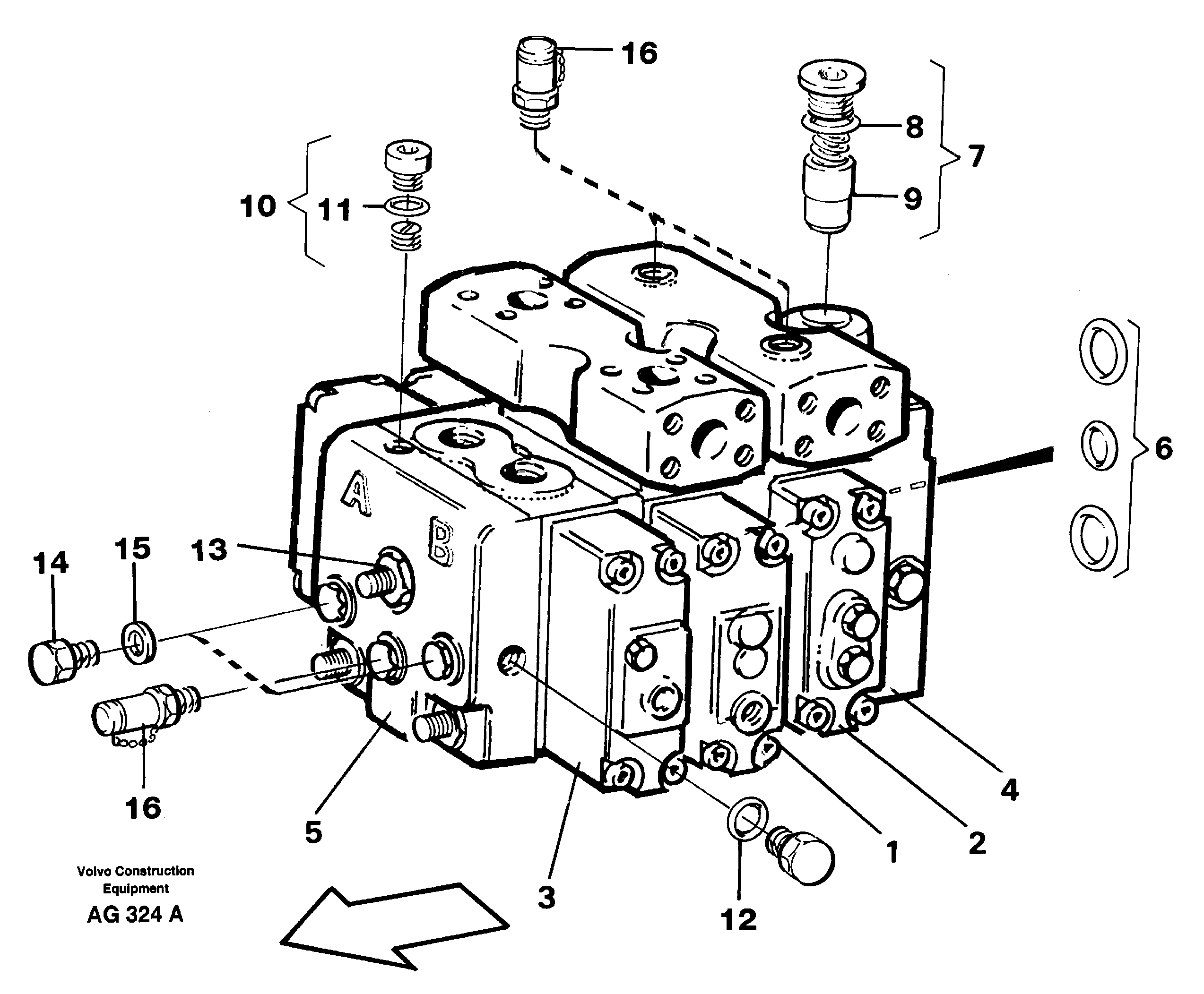 Hydraulic valve  92146, 94617, 94879 — volvo parts diagram