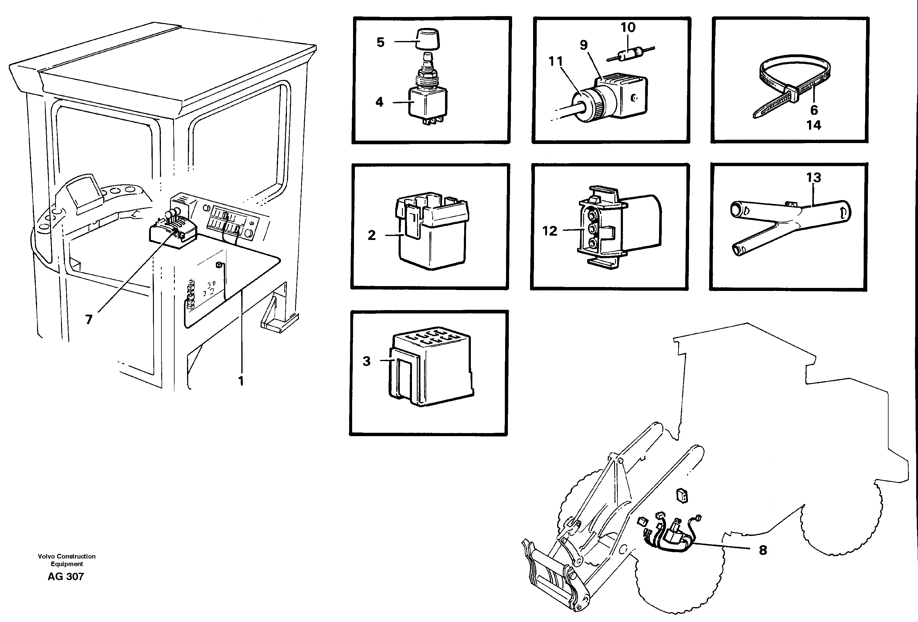 Cable harness, boom suspension system.  92241, 94616 — volvo parts diagram