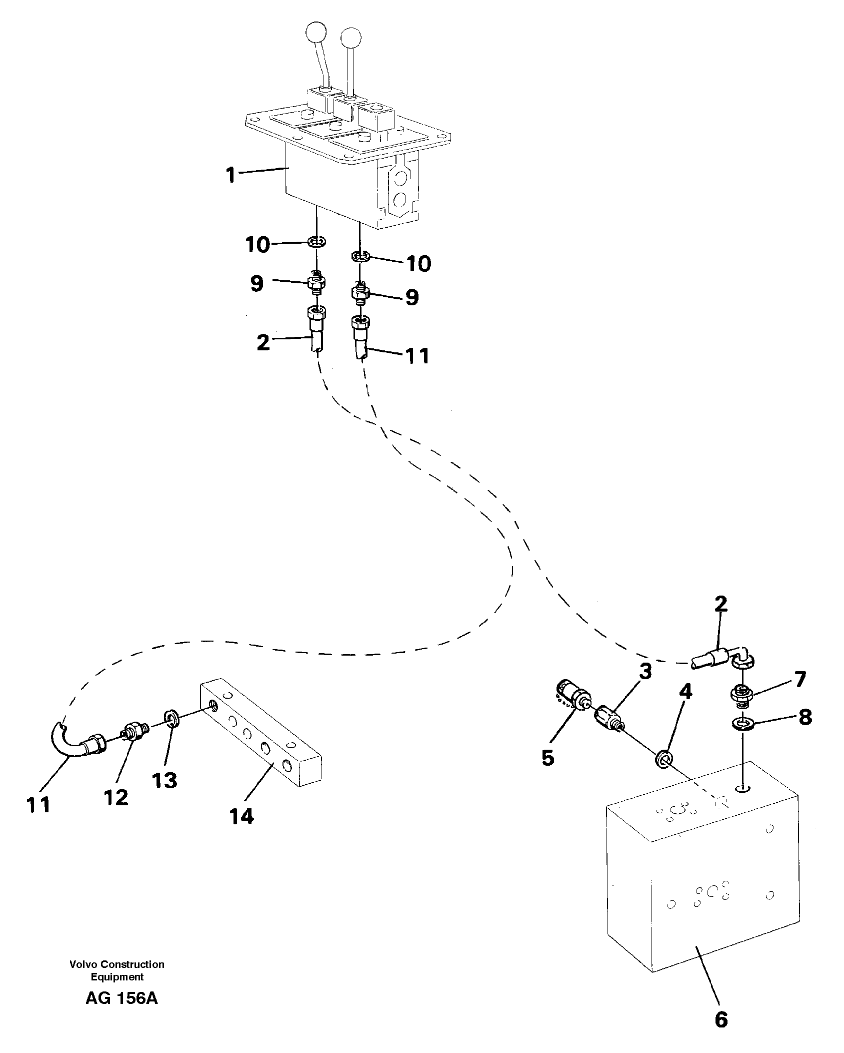 Servo hydraulic: Feed line and return line — volvo parts diagram