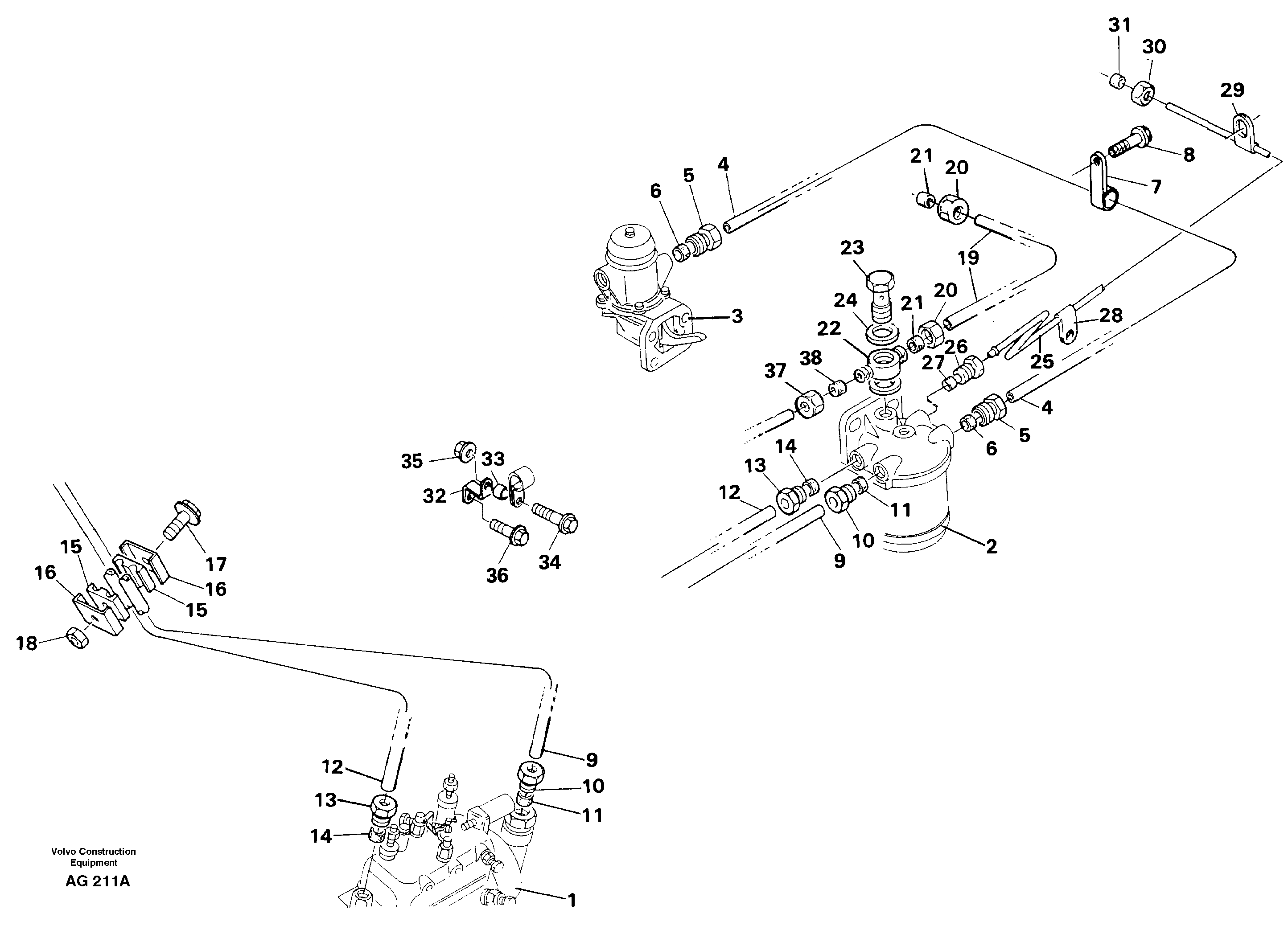 Fuel system: Fuel pump - fuel inject.  TD 40 GA — volvo parts diagram