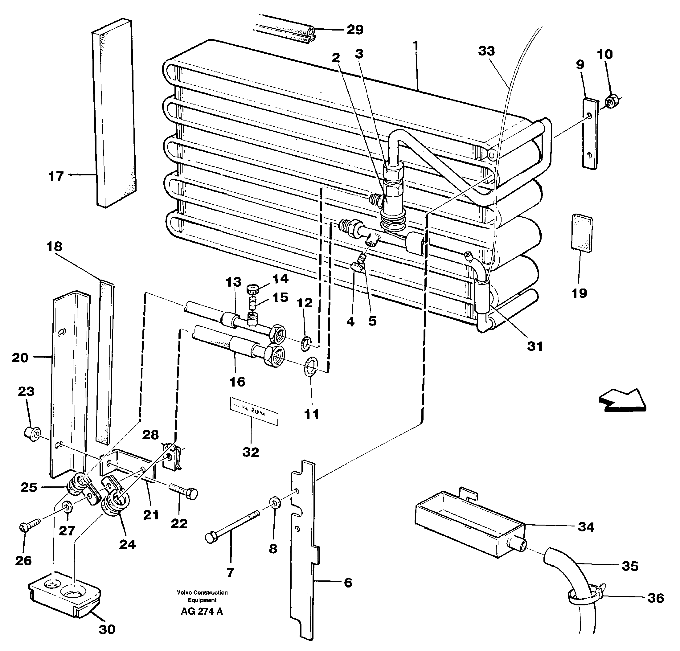 Evaporator, assembly  92161 — volvo parts diagram