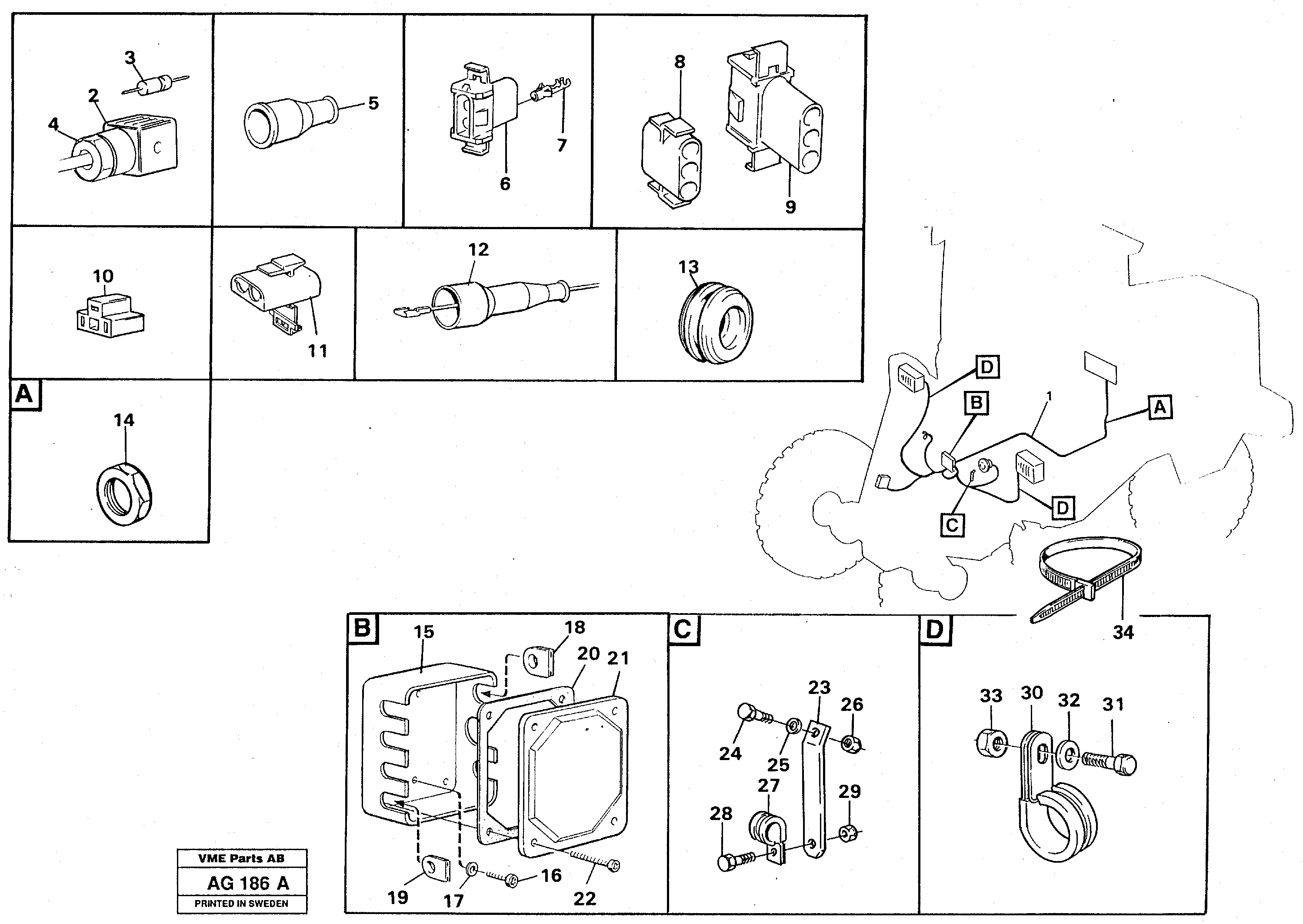 Cable harness Front — volvo parts diagram