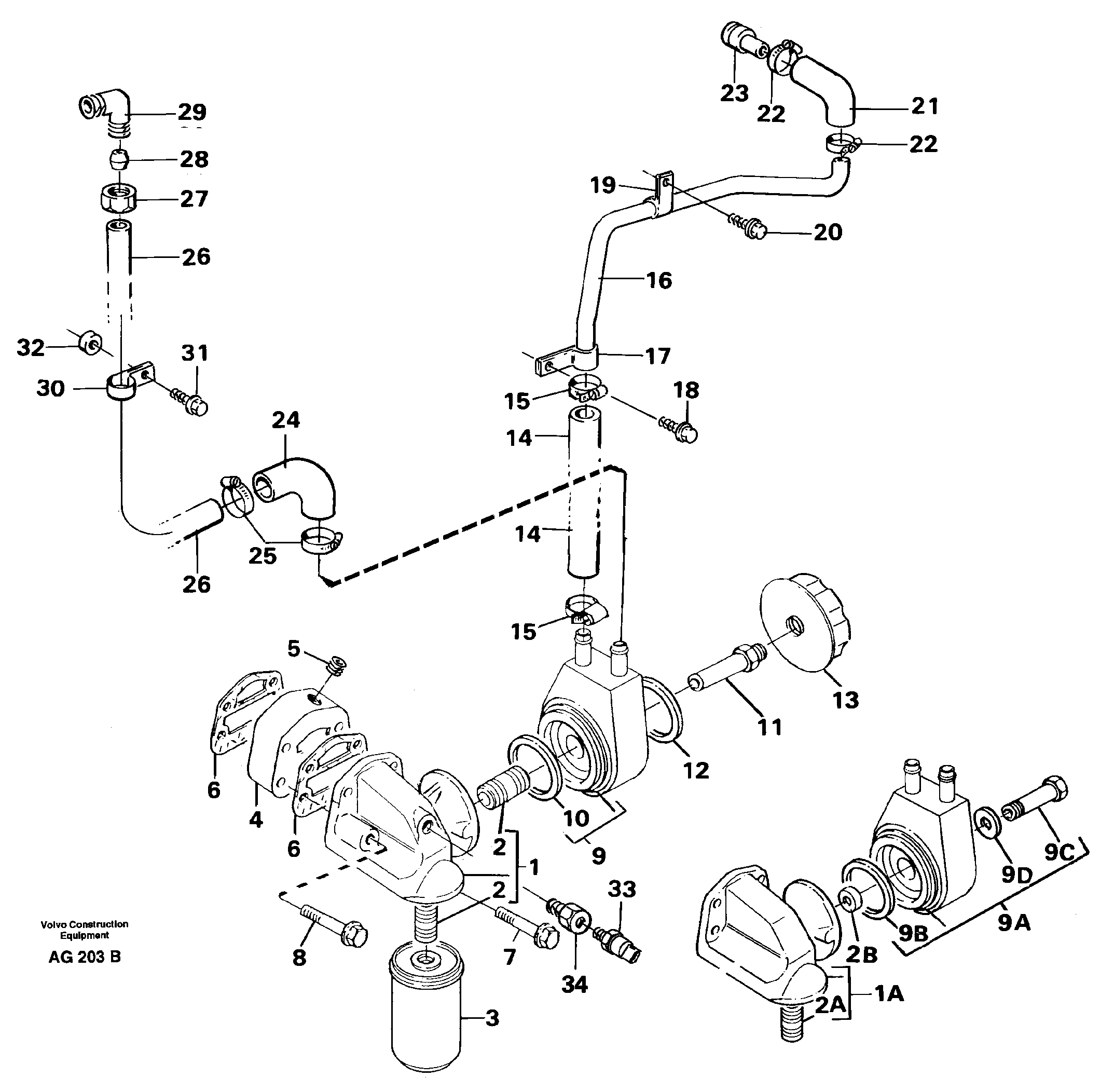 Oil cooler — volvo parts diagram