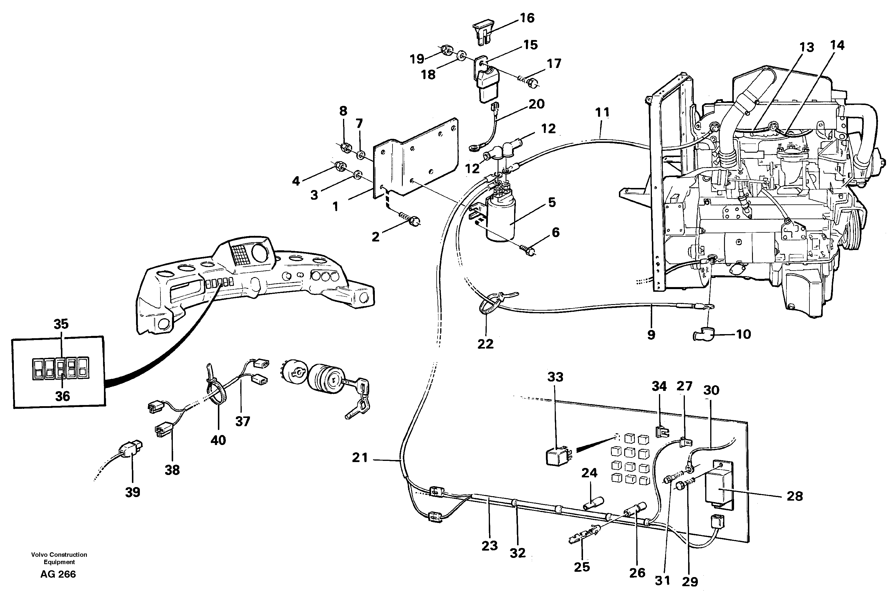 Cable harness Starter relay  TD 40 KAE — volvo parts diagram