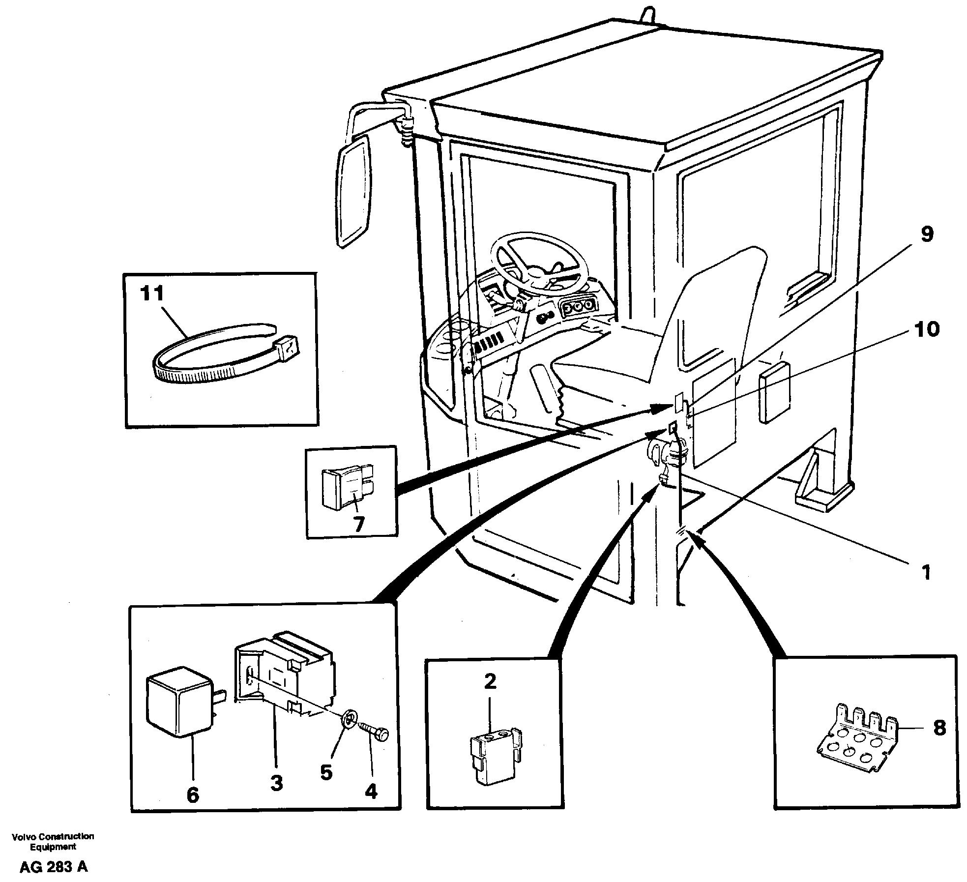 Cable harness, air-suspensioned seat.  92408, 92410, 92412, 94906, 94910 — volvo parts diagram