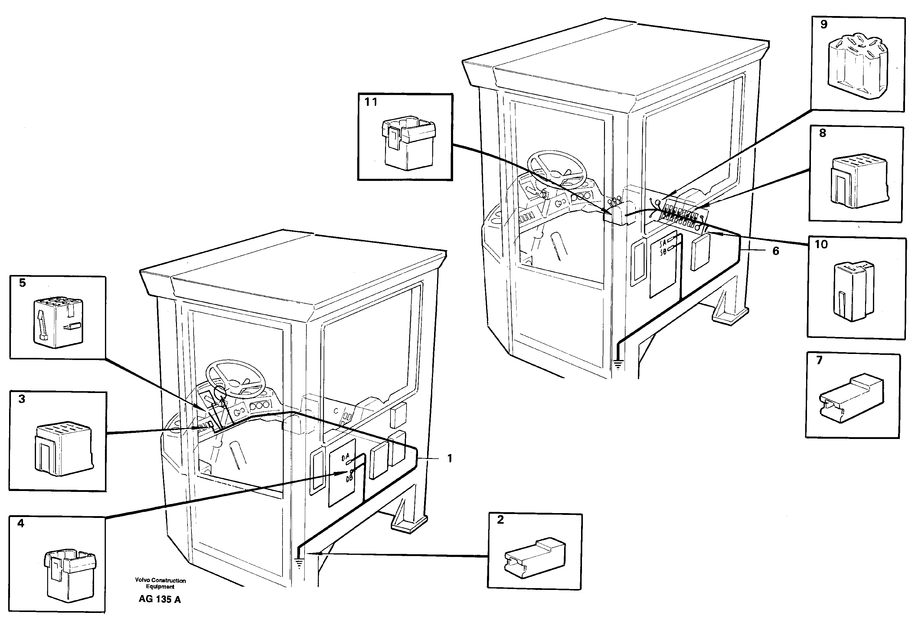 Cable harnesses, cab — volvo parts diagram