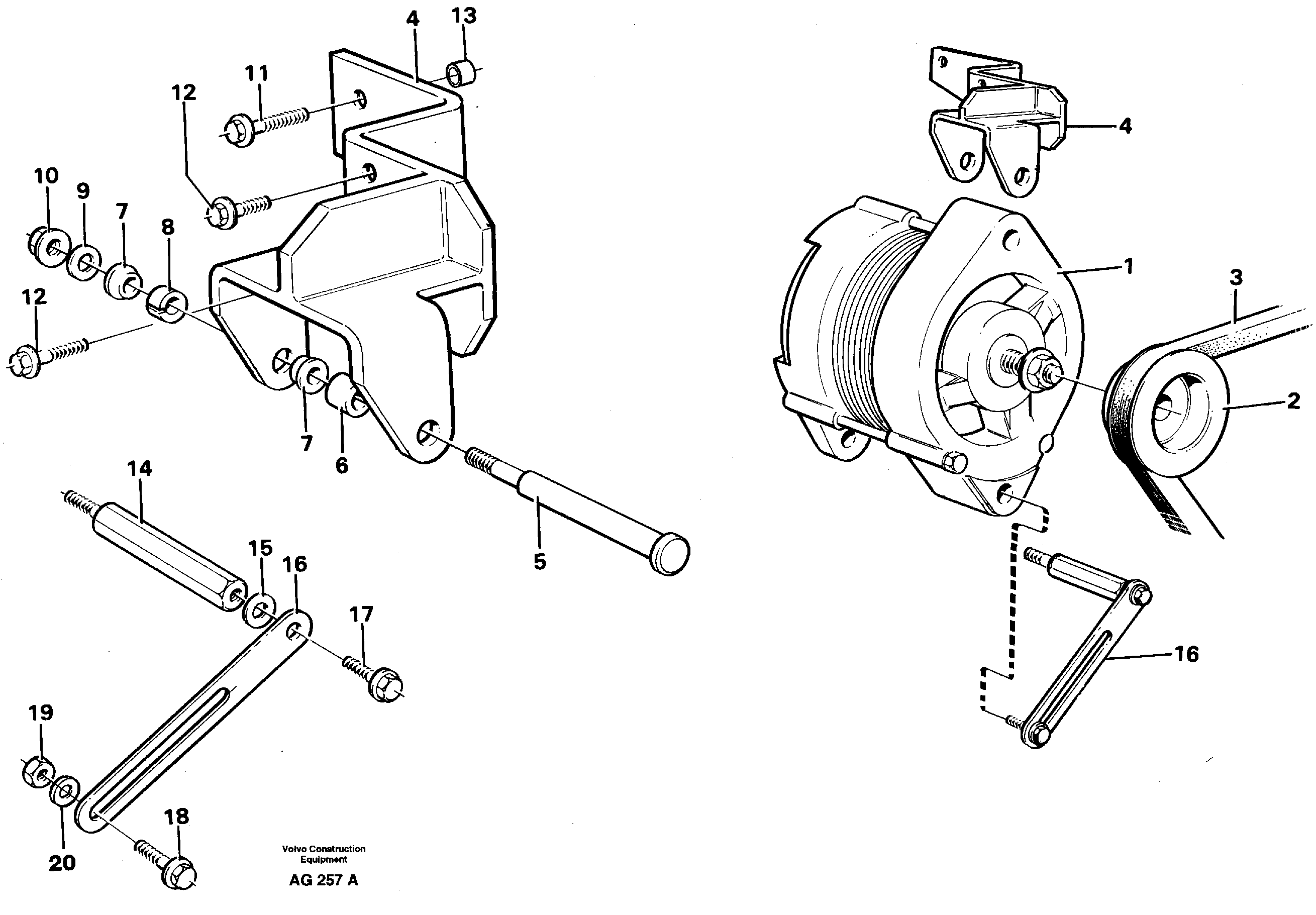 Alternator with assembling details  TD40KAE — volvo parts diagram