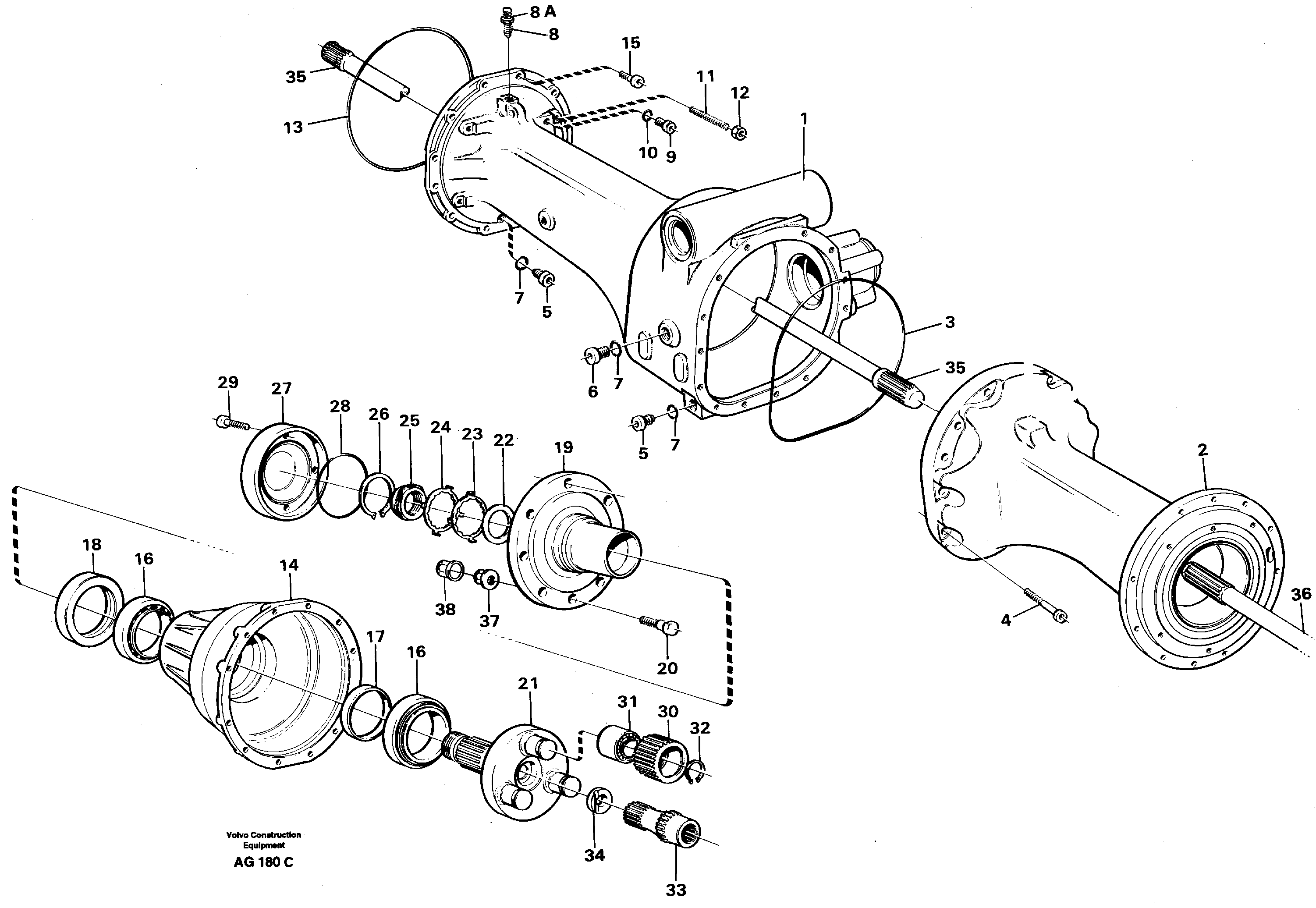 Planetaty shaft Rear Awb 10  23820, 23868 — volvo parts diagram
