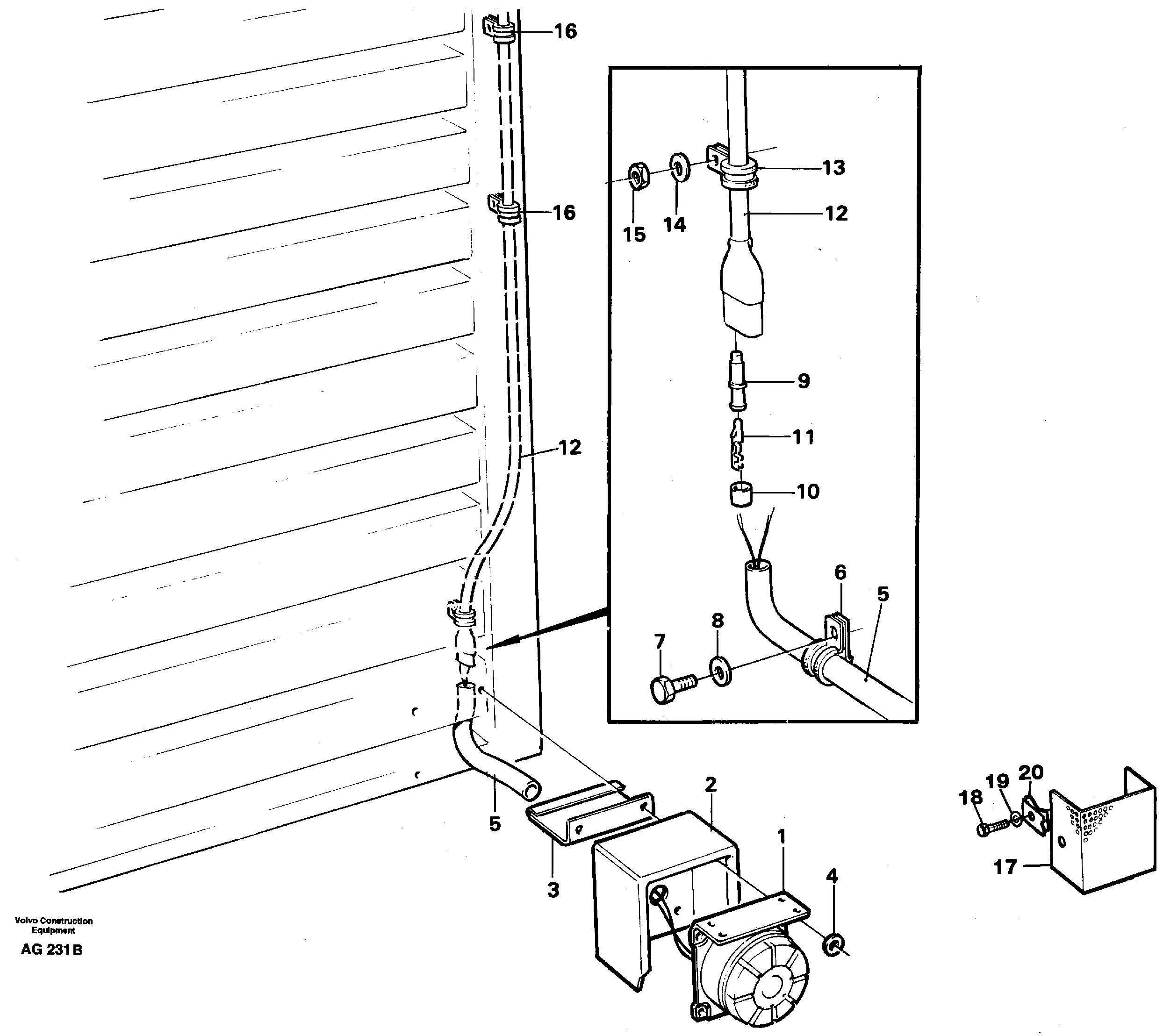 Back-up warning unit  92455 SER NO -10895 — volvo parts diagram