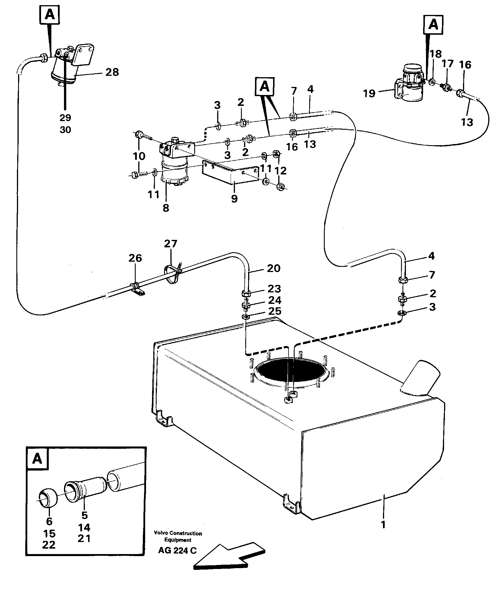 Fuel system: Fuel tank - fuel pump  TD 40 GA — volvo parts diagram